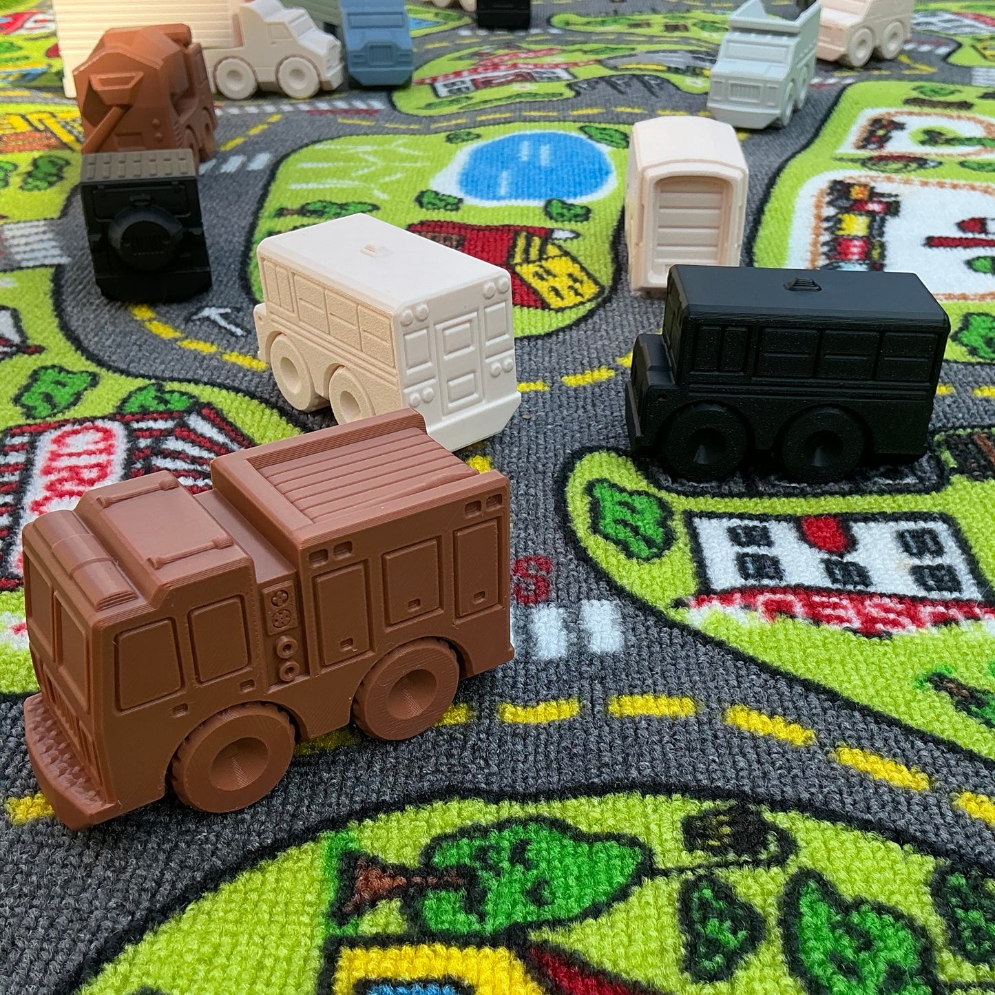12 piece Toy Vehicle Set including Police Car, Ice Cream Van,school bus