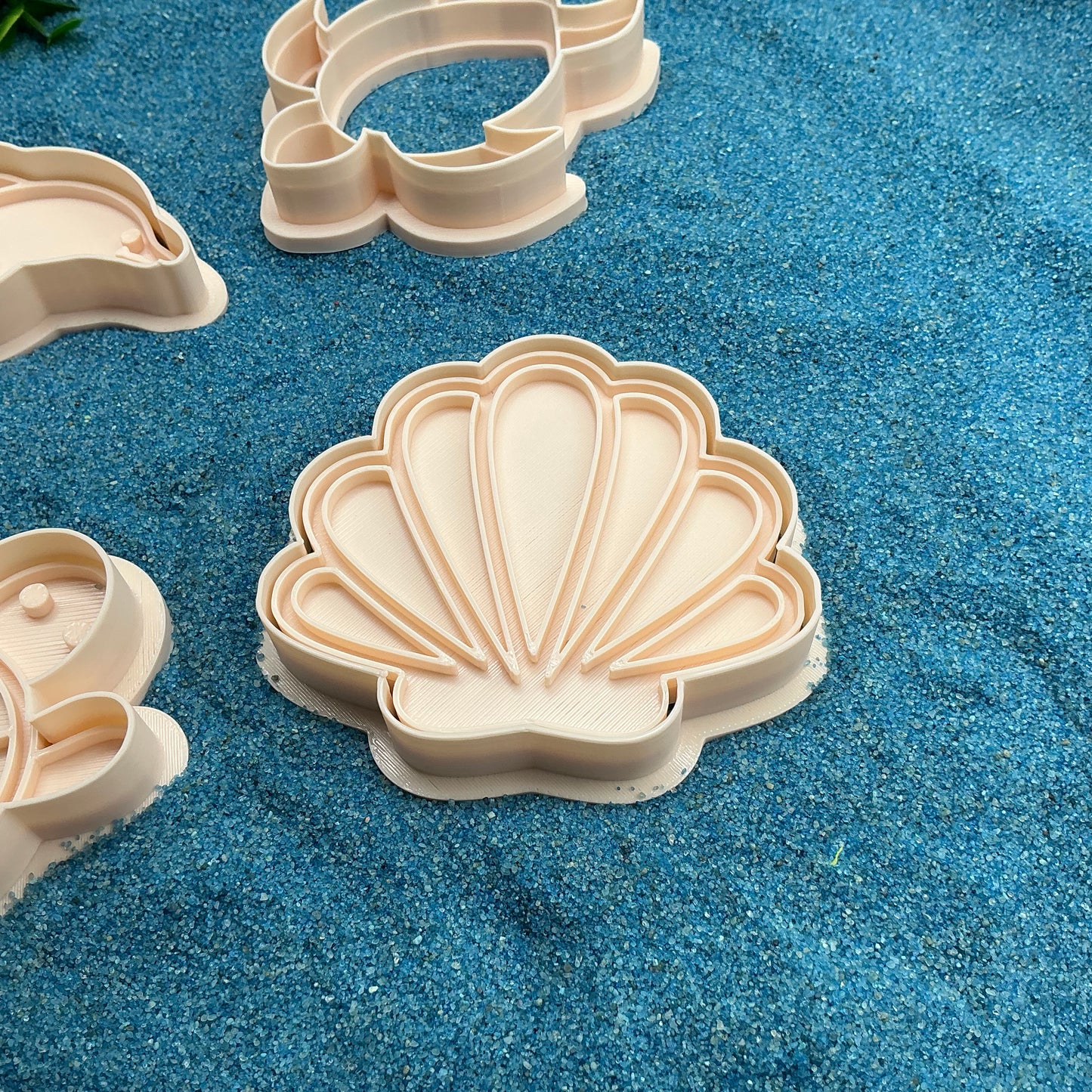 3D-printed sea animals play dough cookie cutter set - 4 piece with dolphin, turtles and shell - view 5 of 8