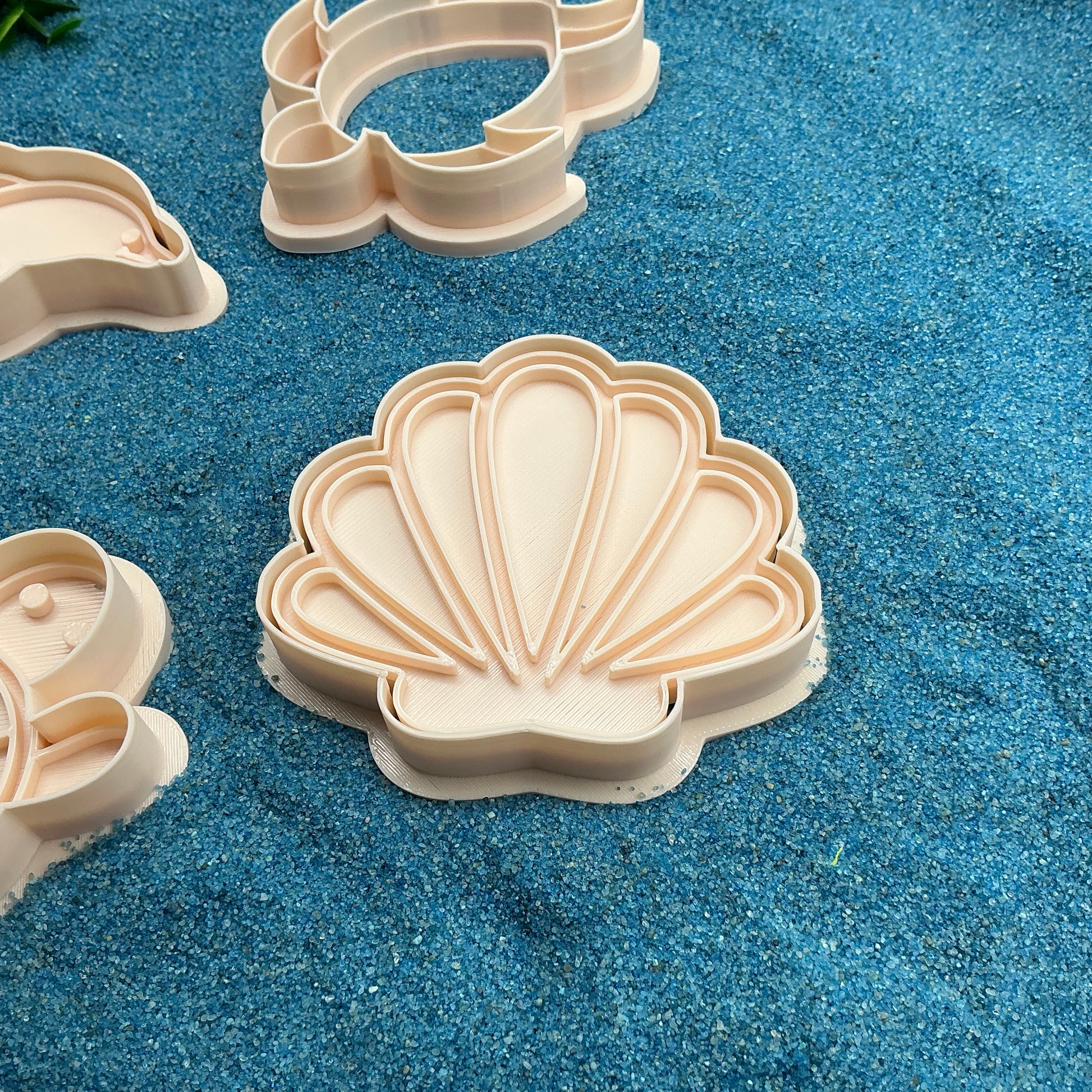 3D-printed sea animals play dough cookie cutter set - 4 piece with dolphin, turtles and shell - view 5 of 8