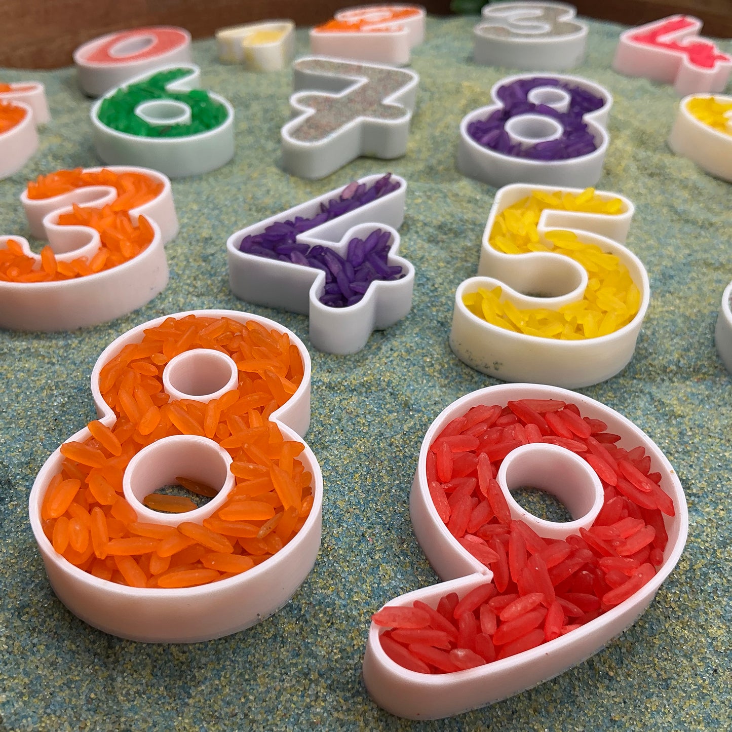 3D-printed small numbers sensory play set, 20 pieces for sand and rice tuff trays - view 2 of 9