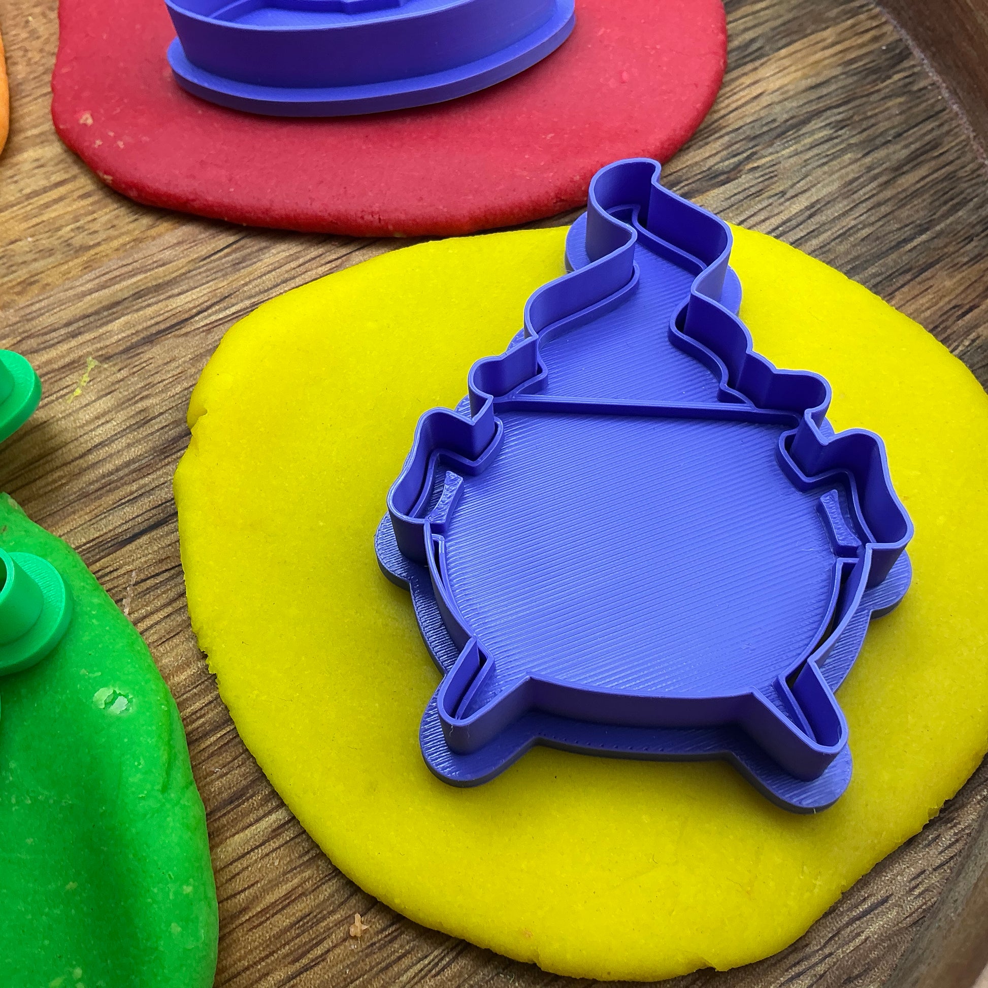3D-printed witch Halloween play dough cookie cutter set - 4 piece (witch on broom, cauldron, hat and pumpkin) colour set C - view 5 of 14