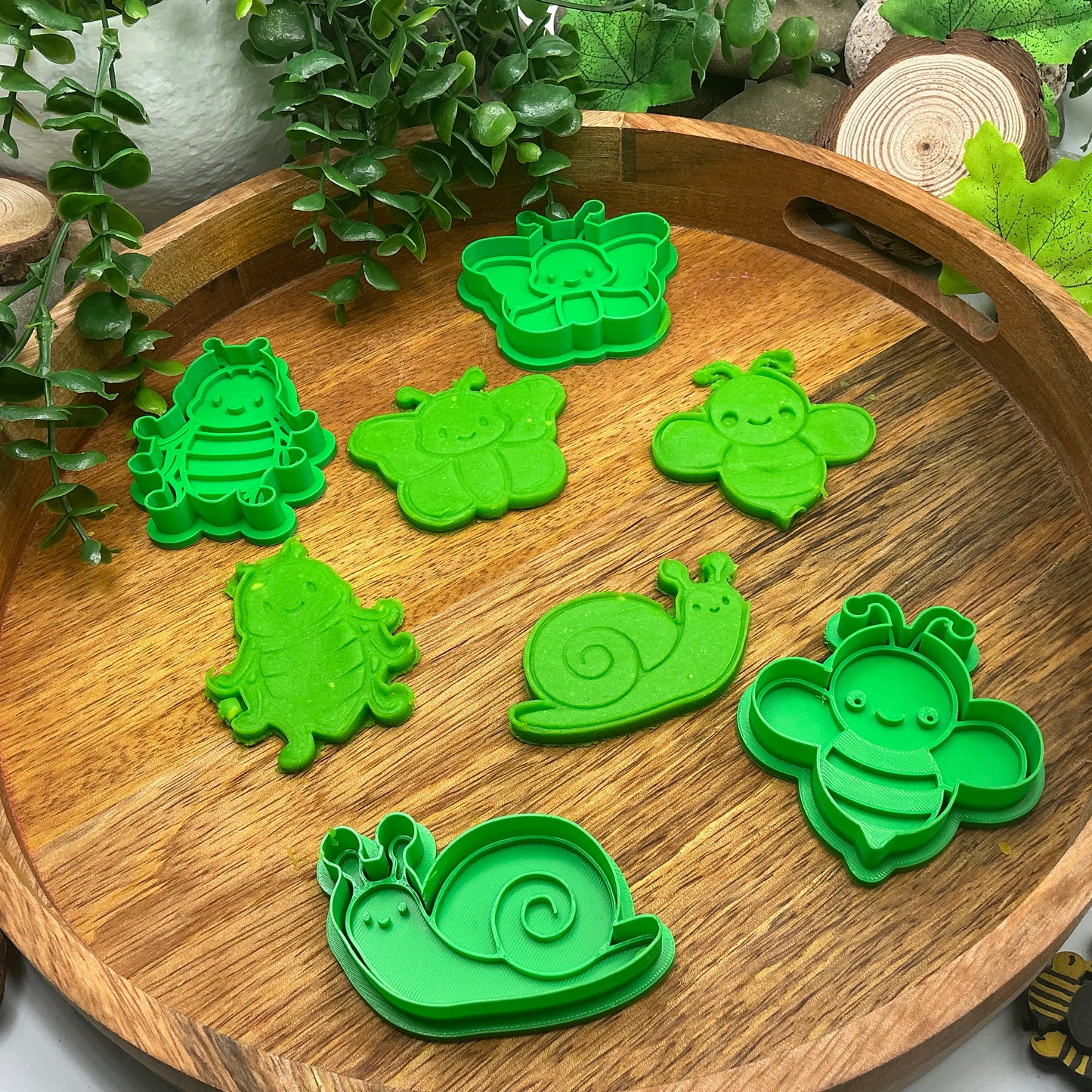 3D-printed spring garden insects play dough cookie cutter set - 4 piece with bee, butterfly, snail and ladybug - view 8 of 13