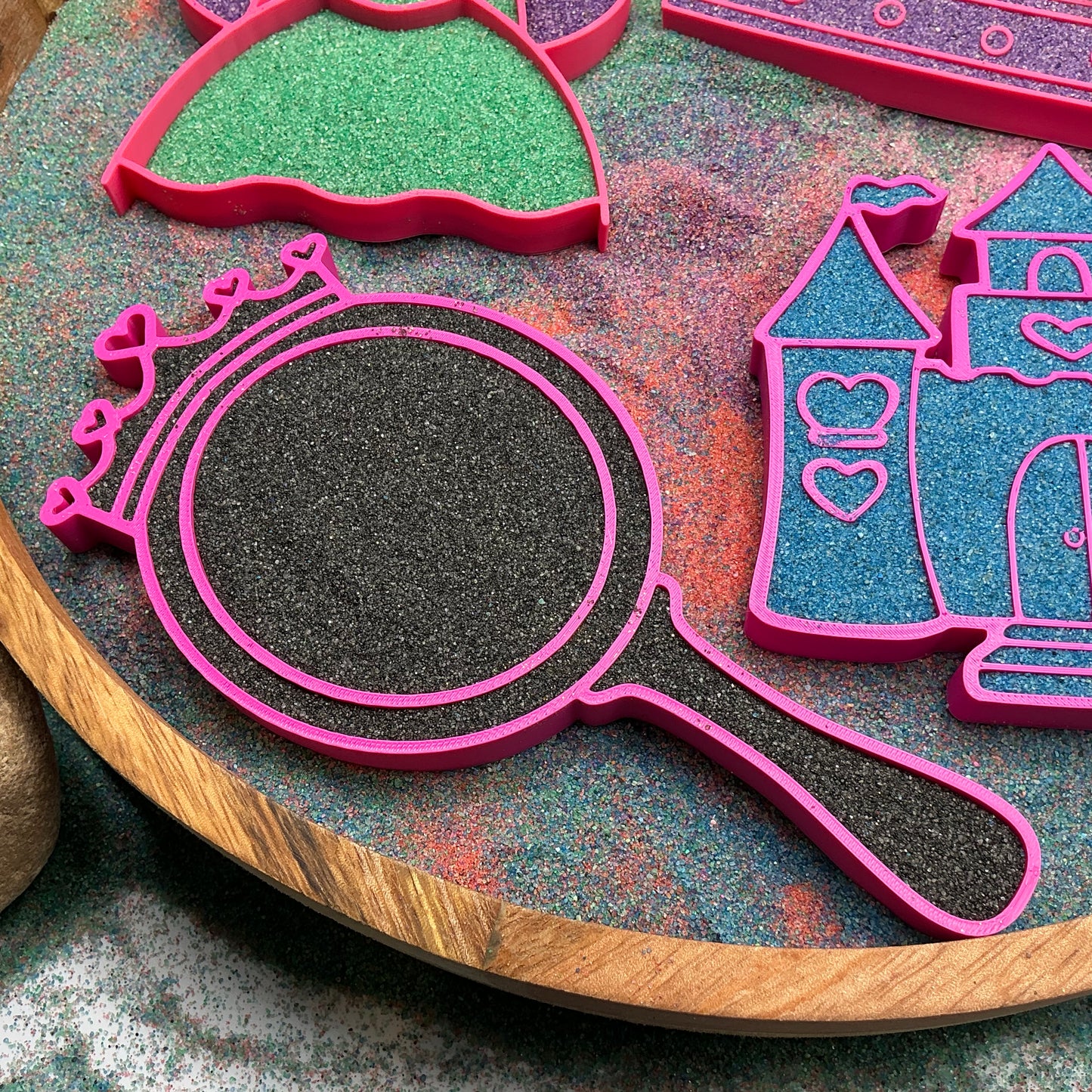 Princess theme fill shapes 4 piece set princess castle crown & mirror