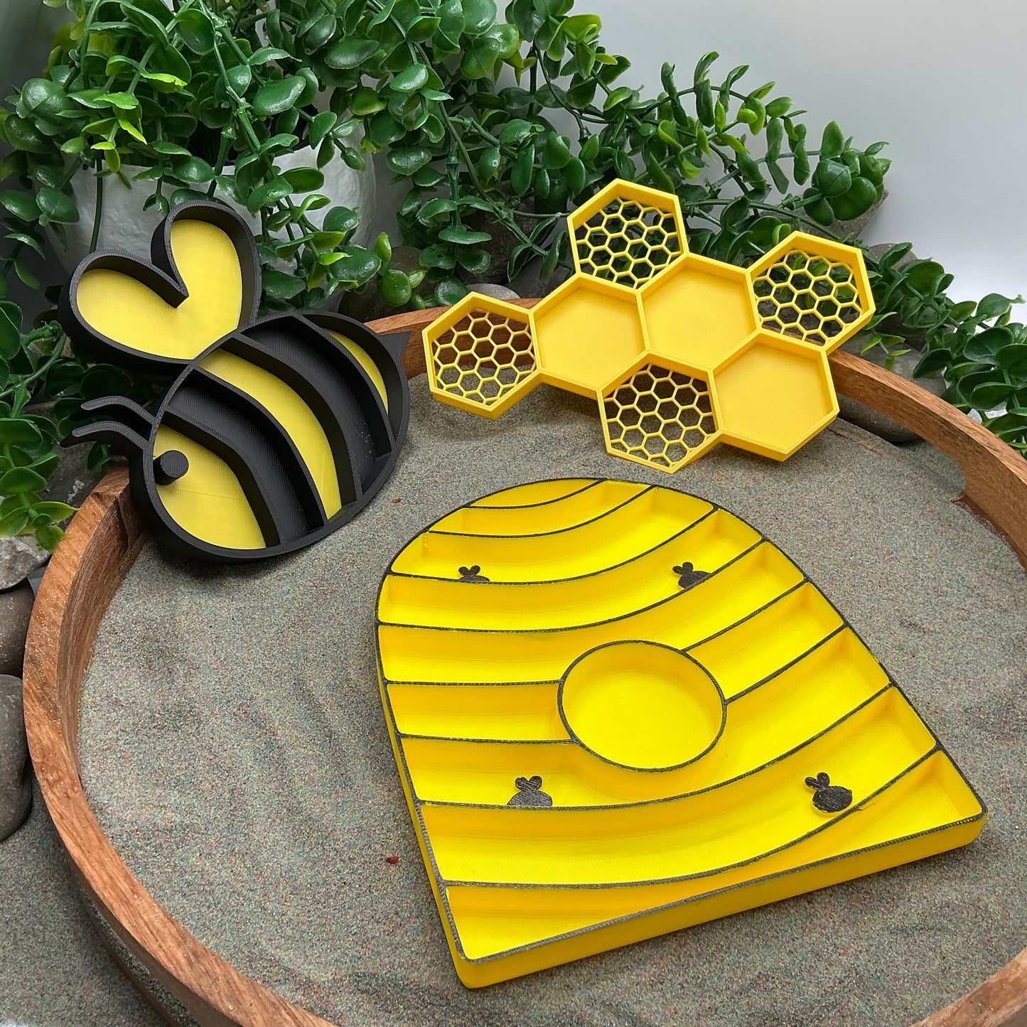 3D-printed bee theme sensory filling tray, 3-piece set with bee, hive and honeycomb - view 1 of 10