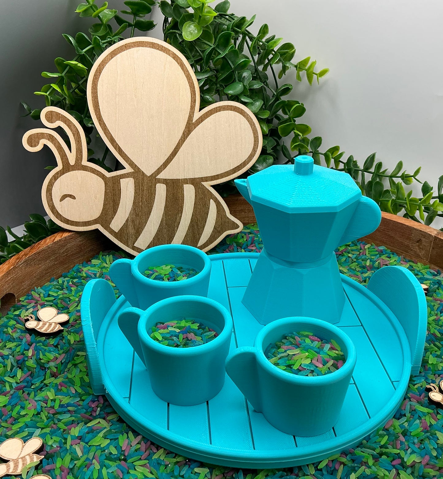 Coffee Maker Set (5 Piece) - 3D Printed Kitchen Role Play Toy, Eco-Friendly