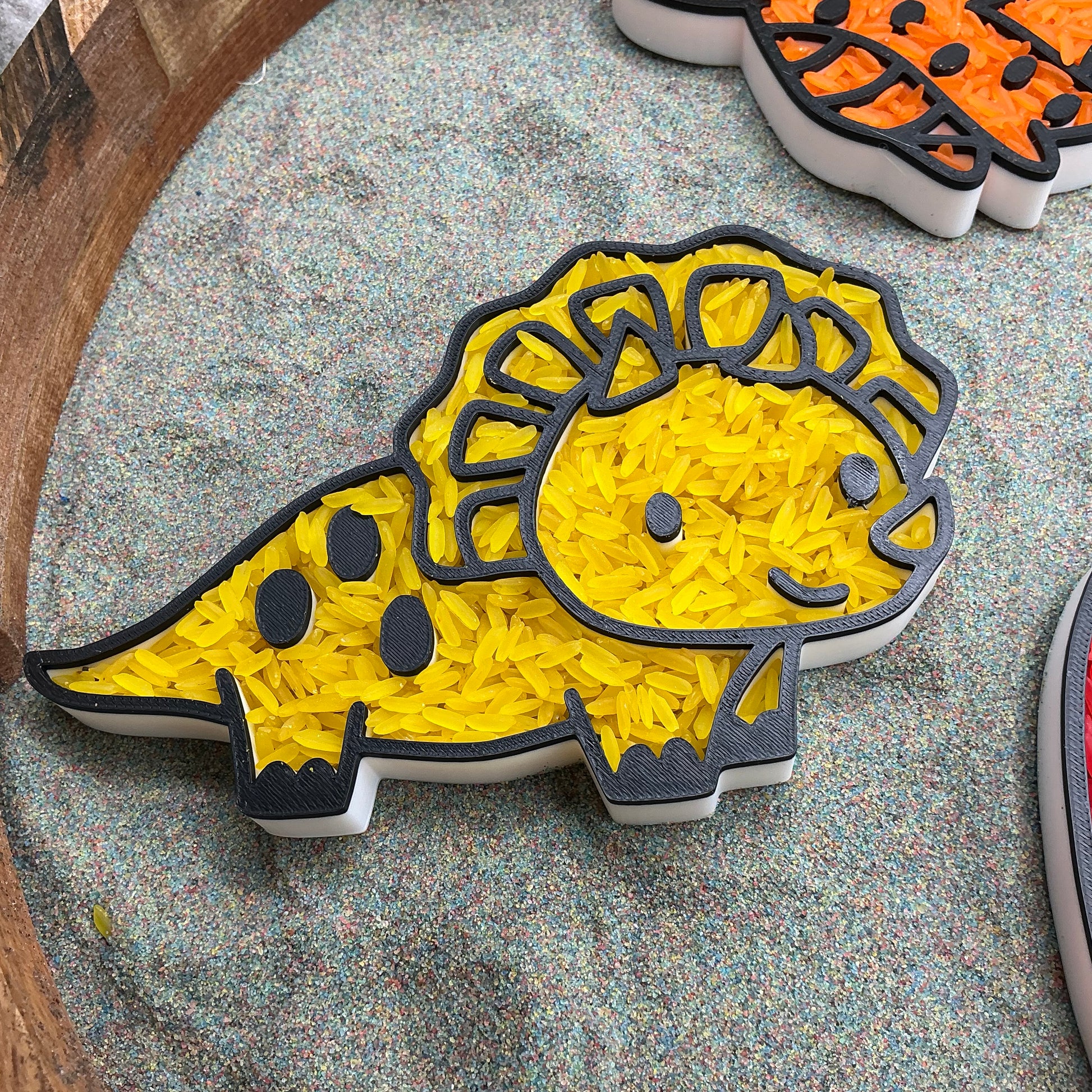 3D-printed dinosaur fill shapes sensory filling tray, 4-piece set for sand and rice tuff trays - view 9 of 13