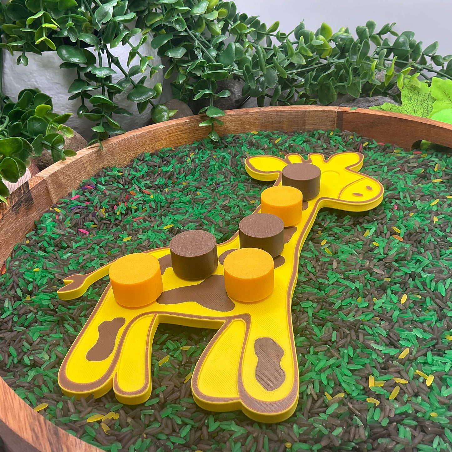 3D-printed giraffe thread peg board sensory toy with screw-on nuts - fine motor and pre-writing skill builder - view 4 of 8