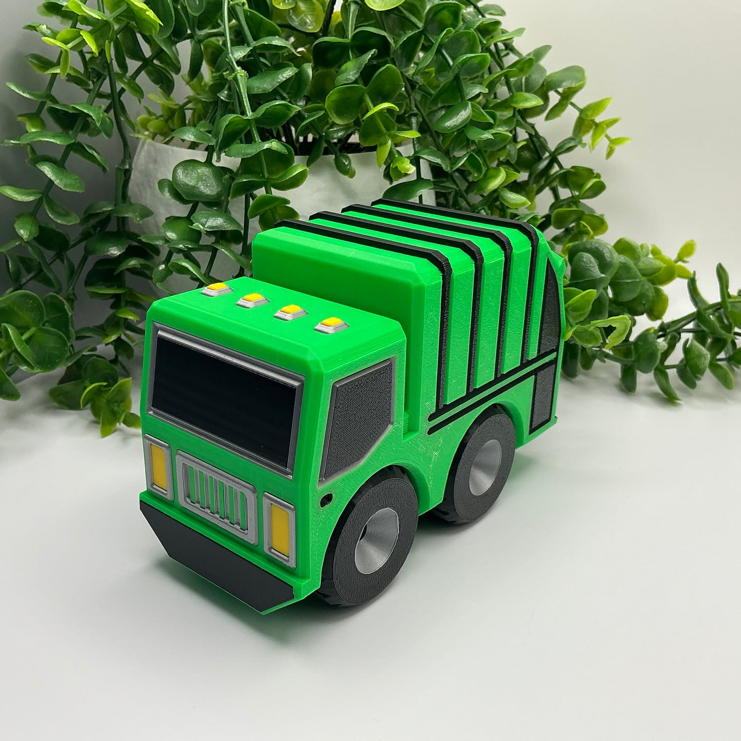 Large 3D Printed Garbage Truck Durable Indoor & Outdoor Push Along Big Recycling - Detail Shot
