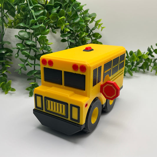 Large 3D Printed Yellow School Bus Durable Indoor & Outdoor Push Along Big Schoo - Main Product Image