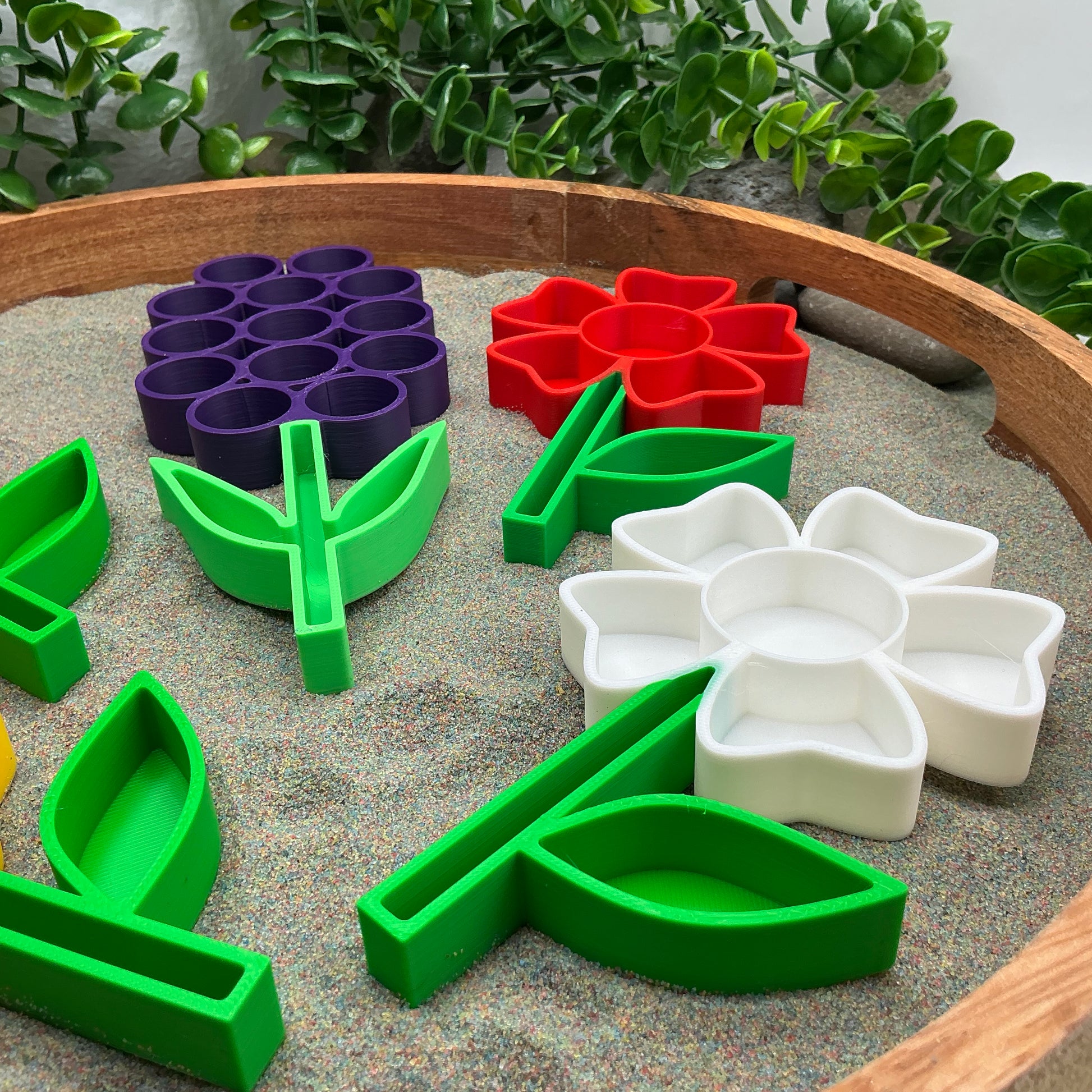 3D-printed flower fill shapes sensory filling tray, 5-piece spring set for sand and rice tuff trays - view 4 of 15