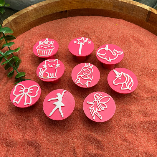 Play dough stamps 9 piece set Fairy Cat Ballerina princess theme stamps