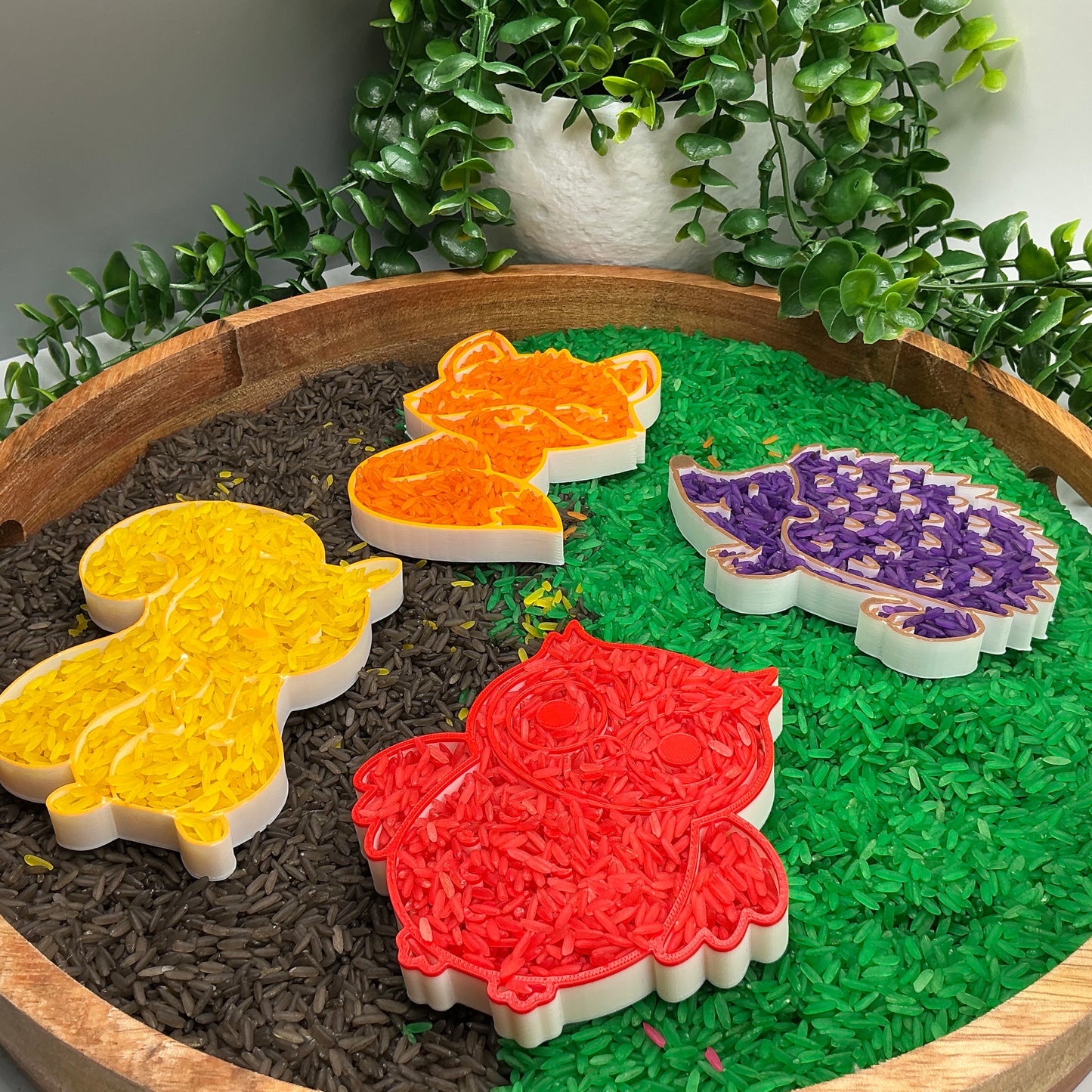 3D-printed autumn animals sensory filling tray - fox, hedgehog, squirrel and owl - view 6 of 9