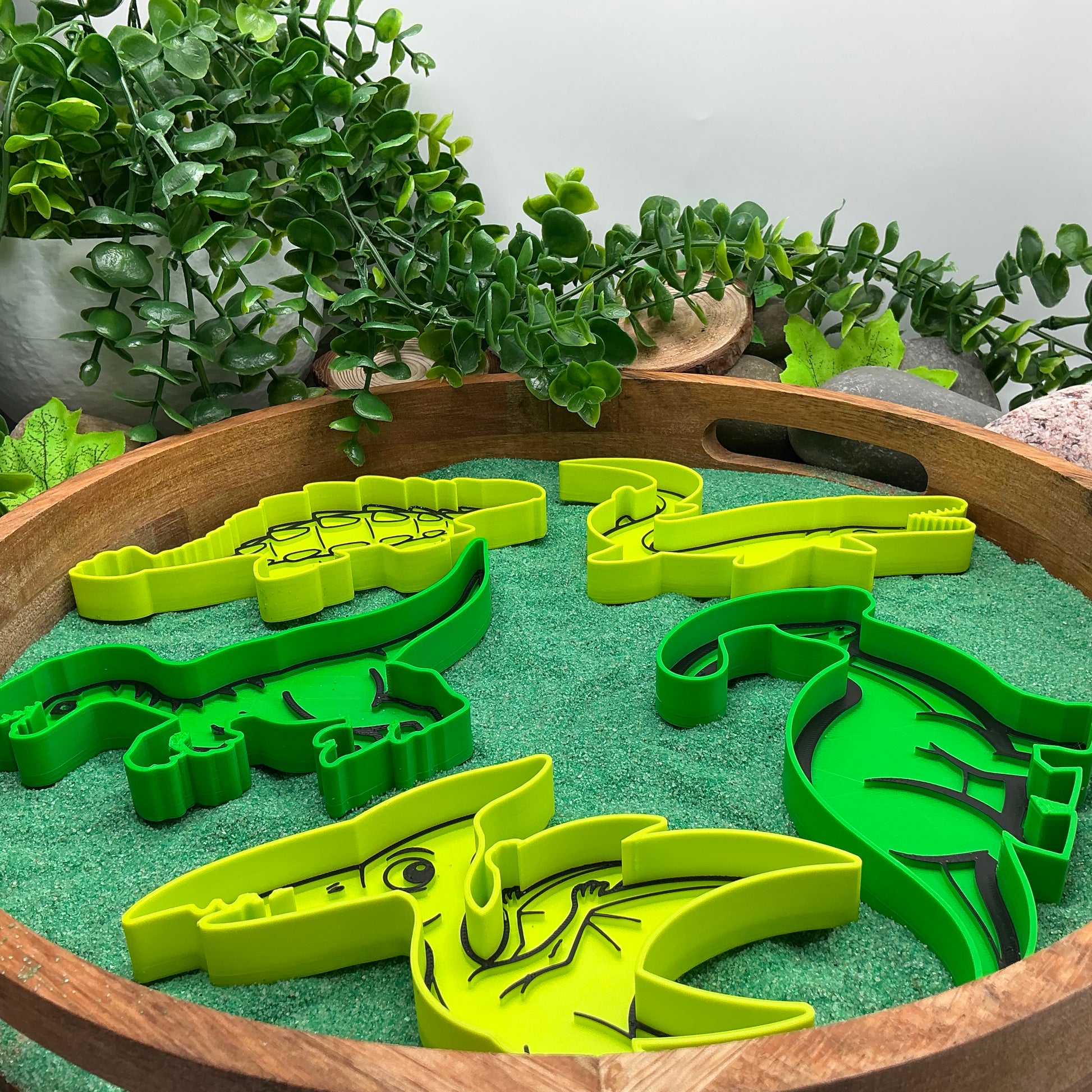 3D-printed dinosaur sensory fill shape set - 5 piece with Ankylosaurus, Mosasaurus, Pterodactyl, Velociraptor and Parasaurolophus - view 14 of 15