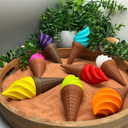 Ice Cream Scoops & Cones Twist Action Role Play Kitchen Food bubblegum,Lime & colourful toppings