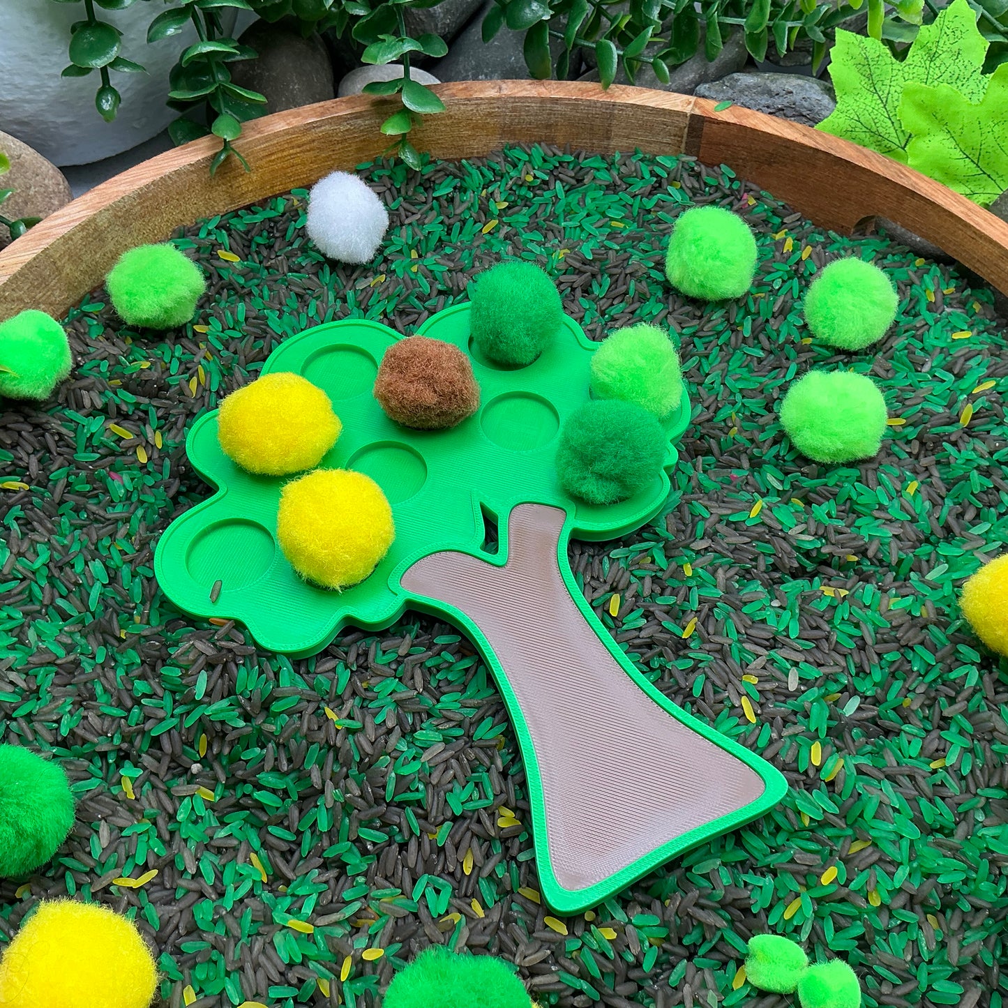 3D-printed animal shape board sensory set, 4 pieces - rabbit, mouse, swan and tree for pom-pom play - view 6 of 13