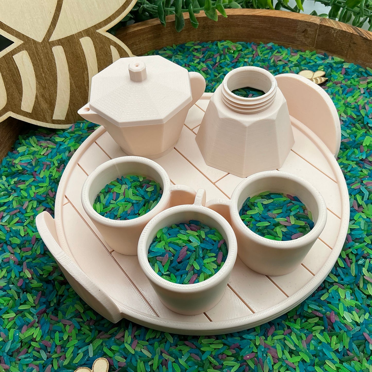 Coffee Maker Set (5 Piece) - 3D Printed Kitchen Role Play Toy, Eco-Friendly