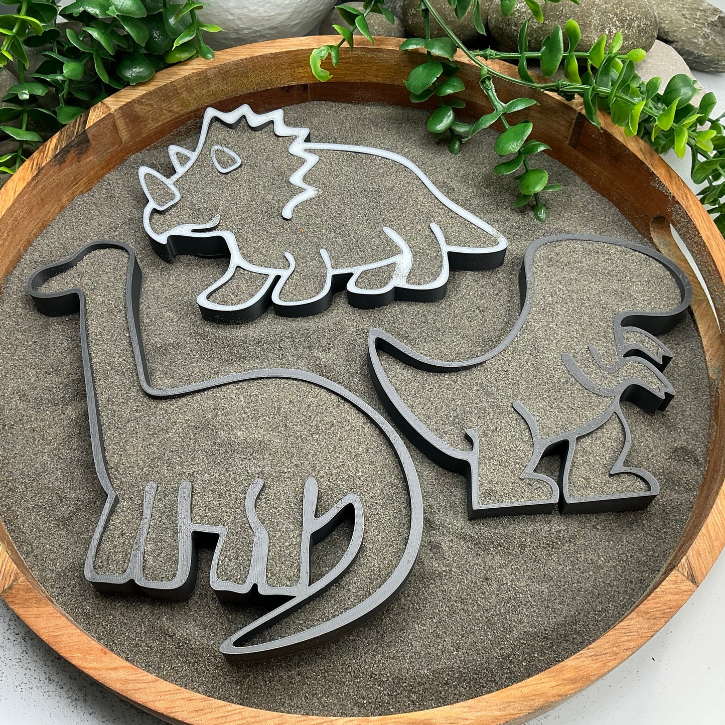 3D-printed dinosaur fill shapes sensory filling tray, 3-piece set for sand and rice tuff trays - view 7 of 11