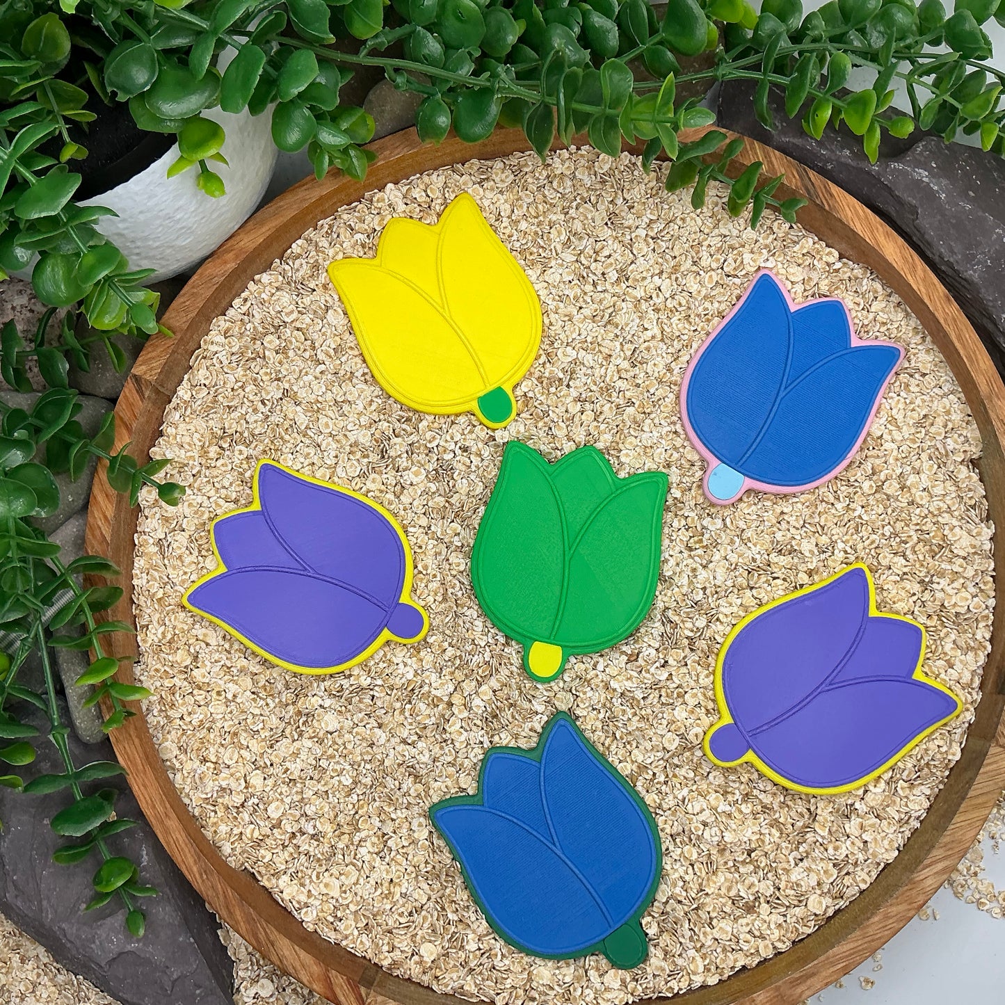 Flower cookies 6 piece set kitchen role play pretend food play
