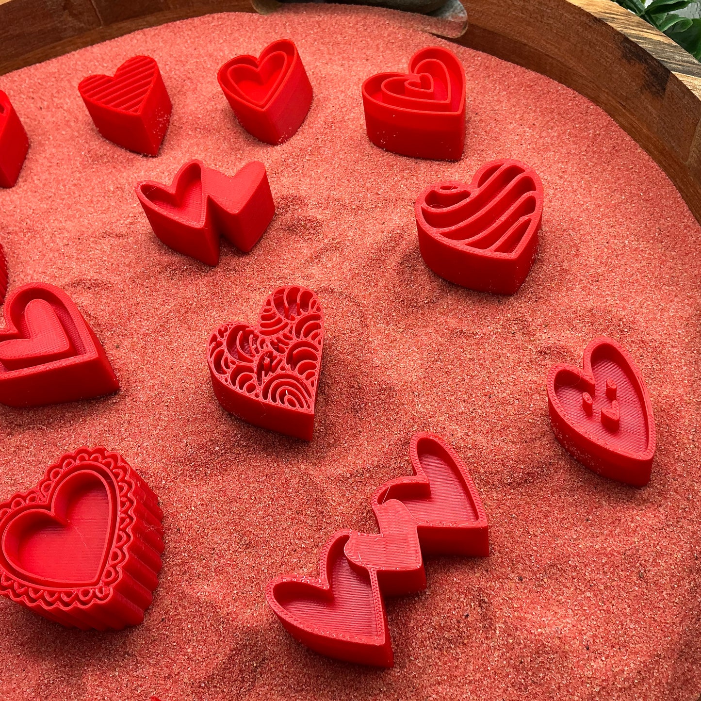 3D-printed love heart stamps sensory set, 16 pieces for play dough, kinetic sand and clay - view 3 of 8