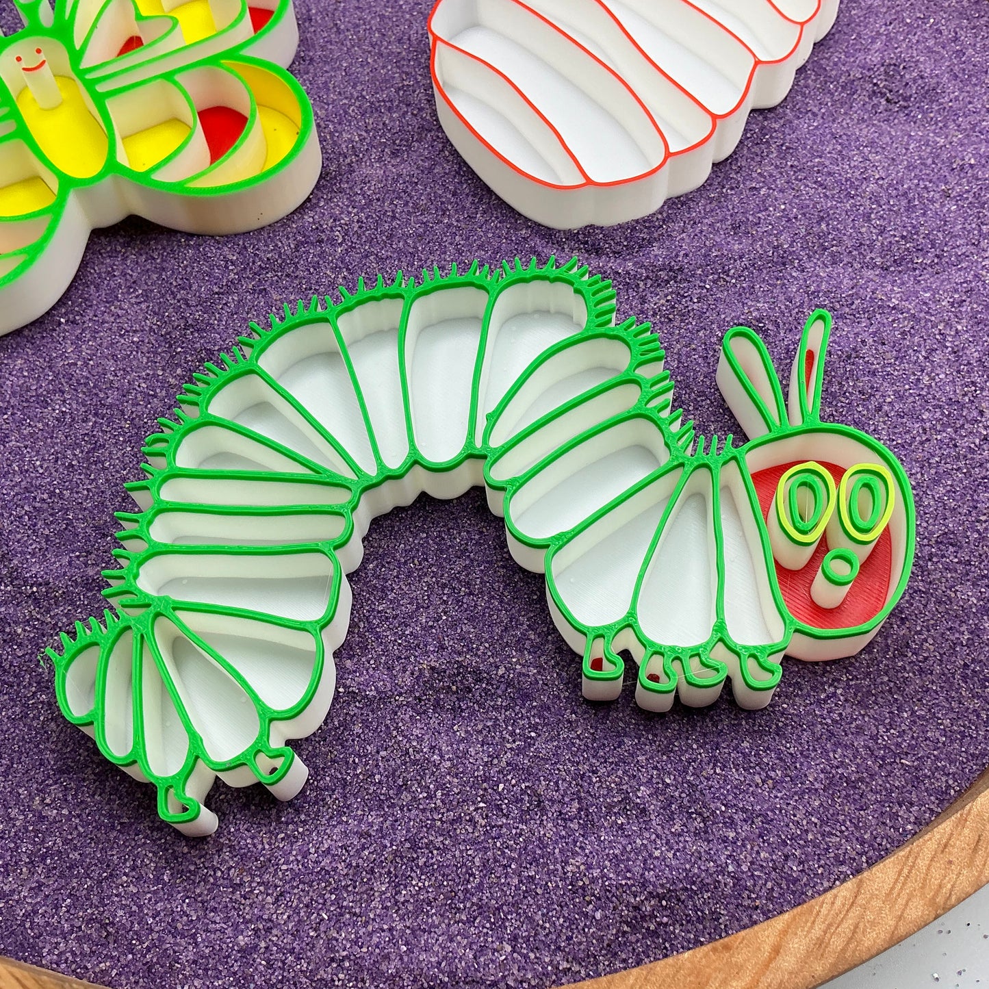 3D-printed butterfly life cycle sensory fill shape set - 3 piece with cocoon, caterpillar and butterfly - view 7 of 13