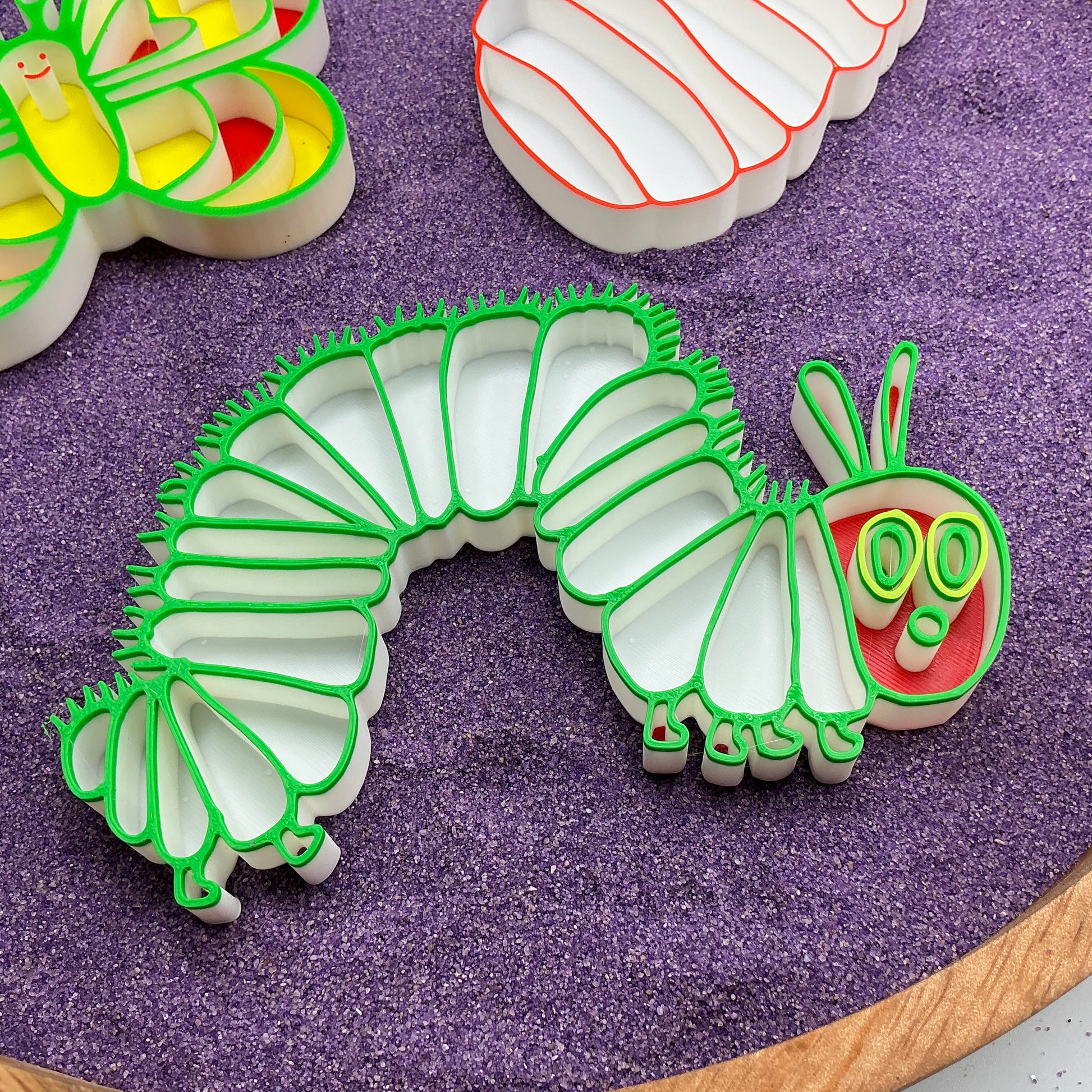 3D-printed butterfly life cycle sensory fill shape set - 3 piece with cocoon, caterpillar and butterfly - view 7 of 13