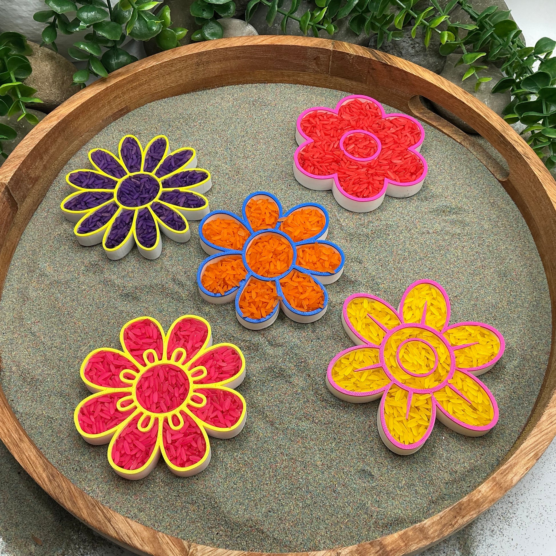 3D-printed flower fill shapes sensory filling tray, 5-piece spring and summer set for tuff trays - view 6 of 12