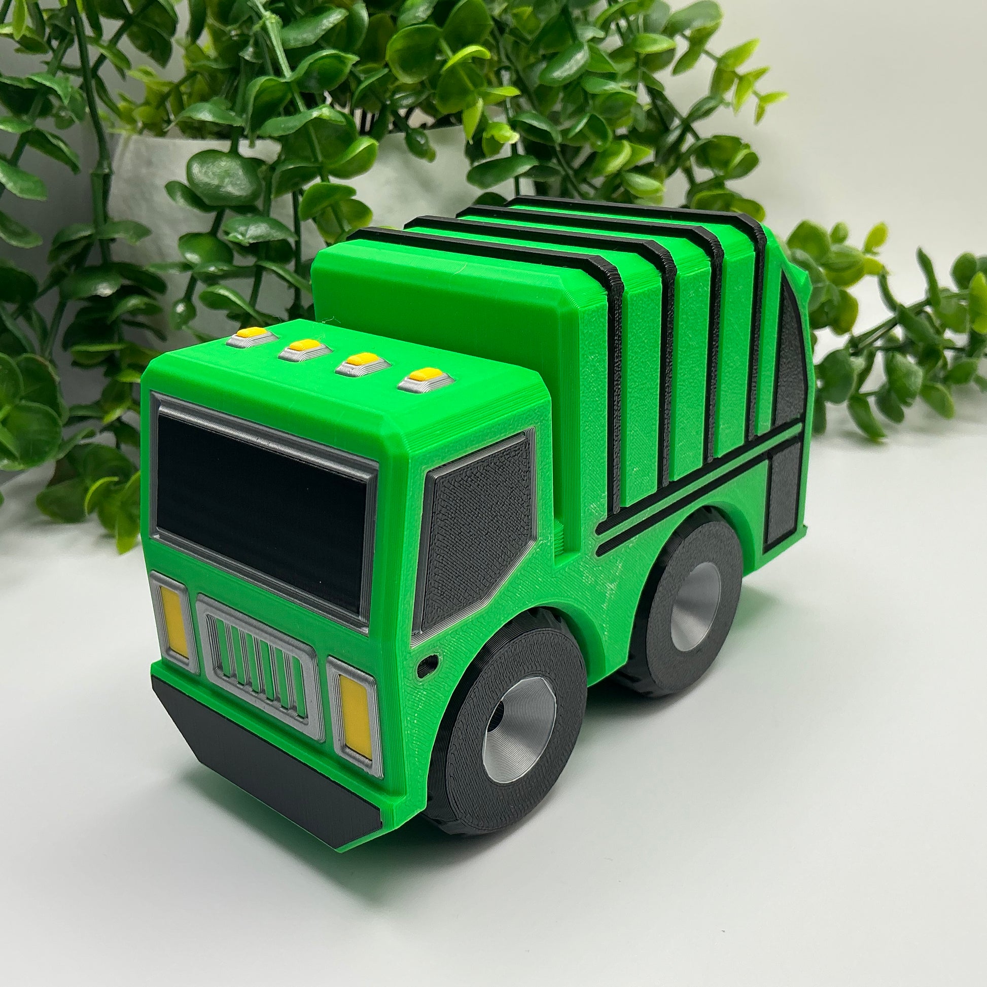 Large 3D Printed Garbage Truck Durable Indoor & Outdoor Push Along Big Recycling - Main Product Image