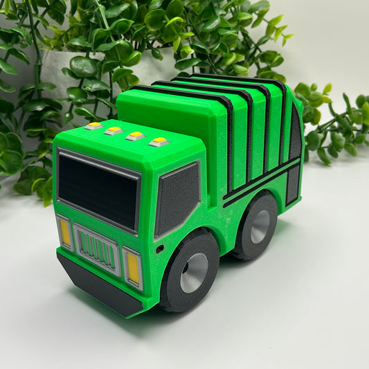 Large 3D Printed Garbage Truck Durable Indoor & Outdoor Push Along Big Recycling - Main Product Image