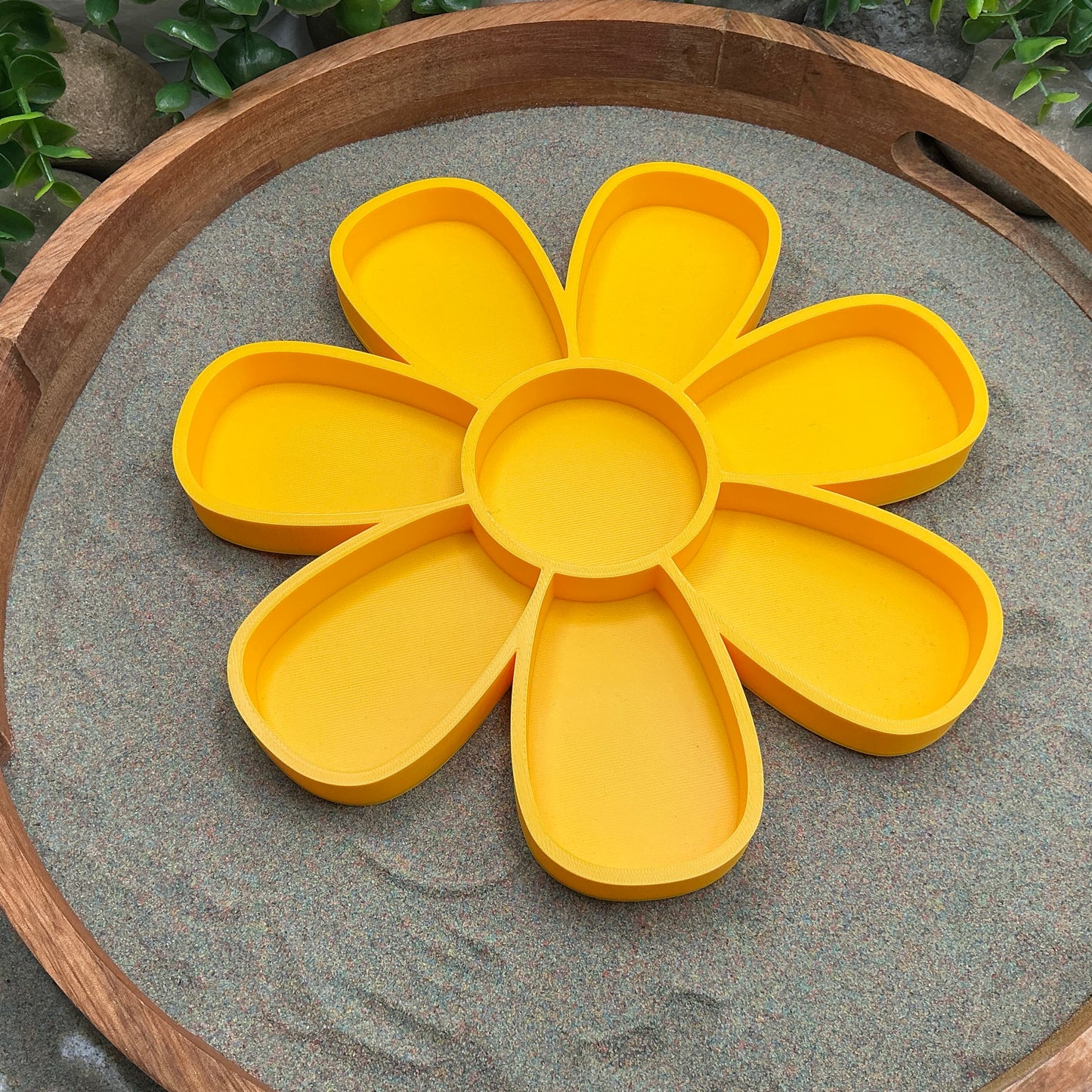Large 3D-printed flower sensory filling tray with petal-compartment design for sand and rice tuff trays - view 4 of 6