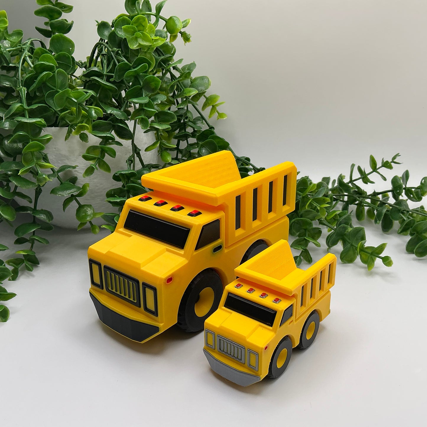 Large 3D-printed multi-coloured dump truck construction vehicle with tipper bed - view 5 of 5
