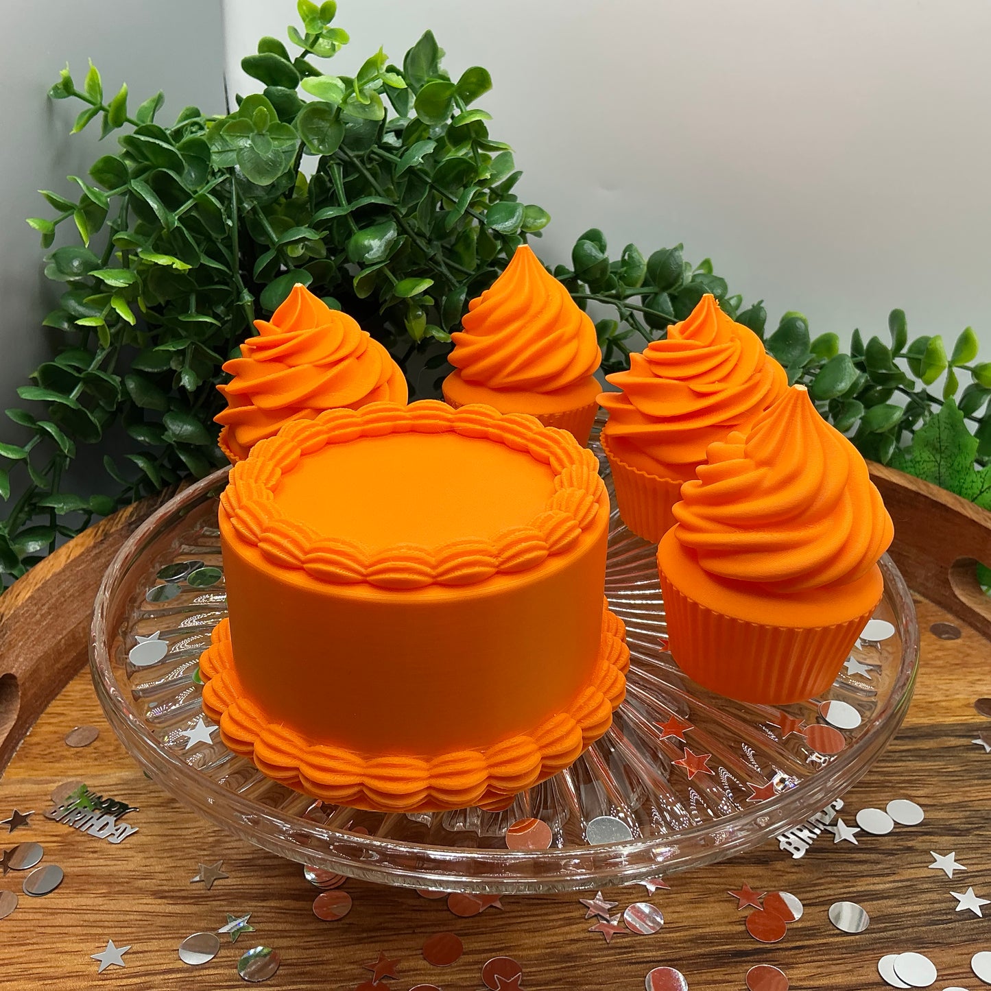 Birthday Cake 3D Printed Play Food Set Eco Friendly Toy Cake & Cupcakes Sensory  - Detail Shot