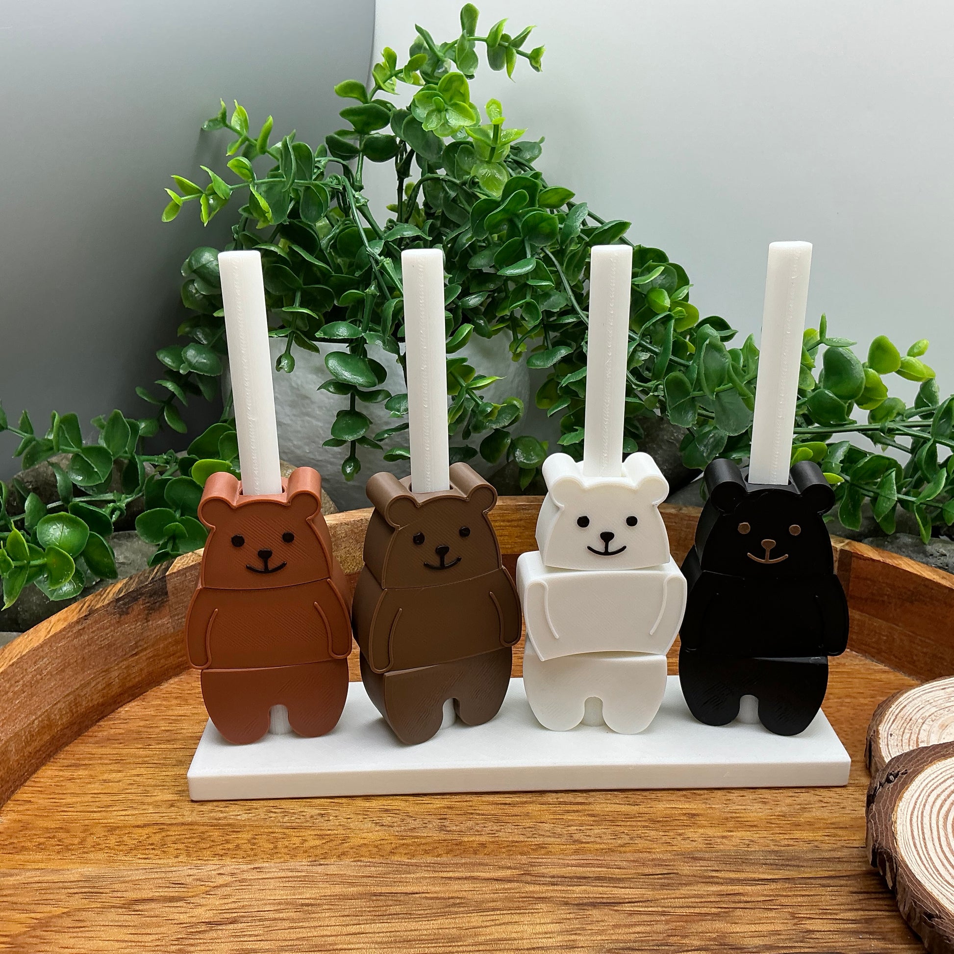 3D-printed bear-shaped pegs and threading board sensory toy for fine motor play - view 6 of 10