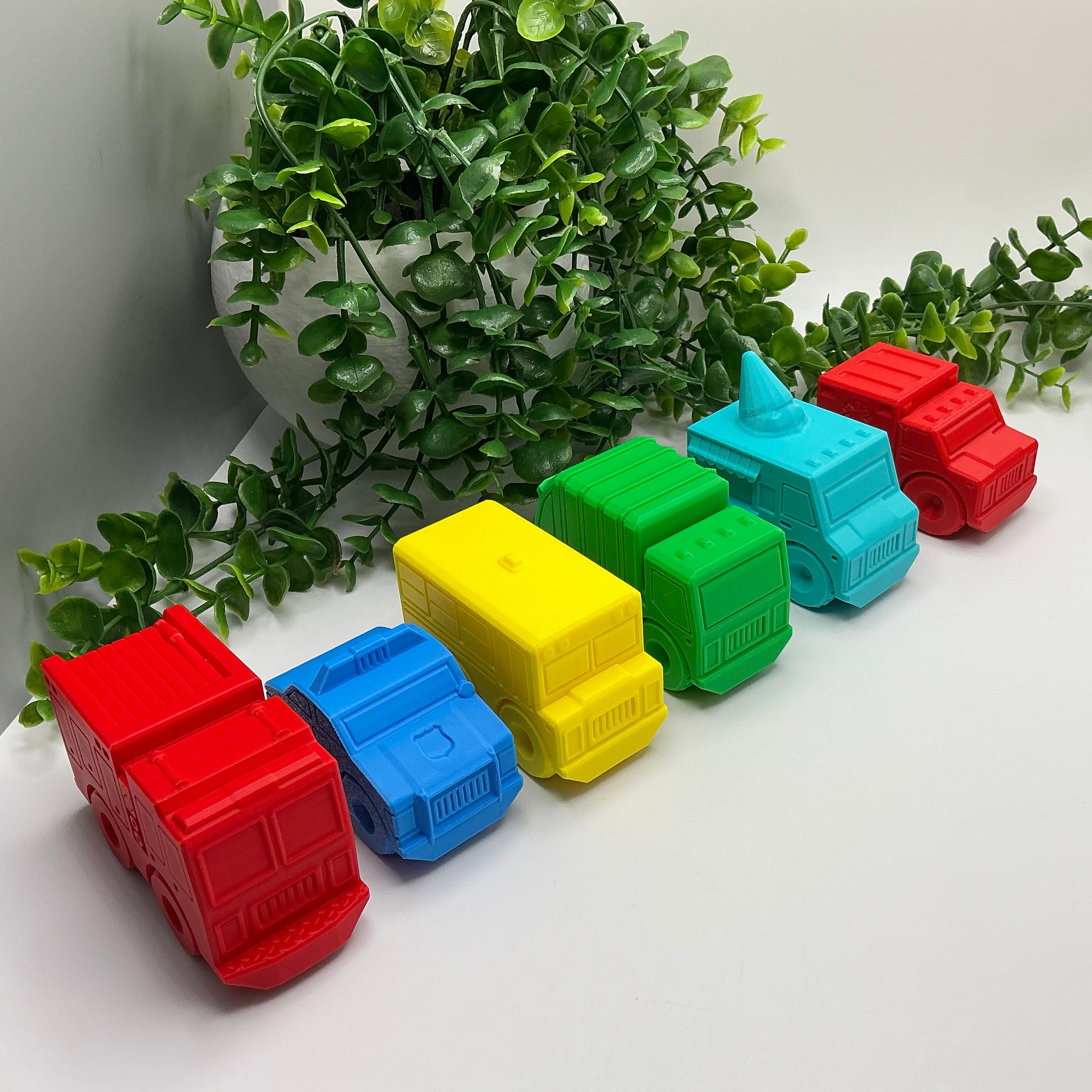 City Vehicles Set - Fire Truck, Police, Bus & Ambulance, Eco-Friendly - 3D printed eco-friendly toy by Sarah's 3D Prints