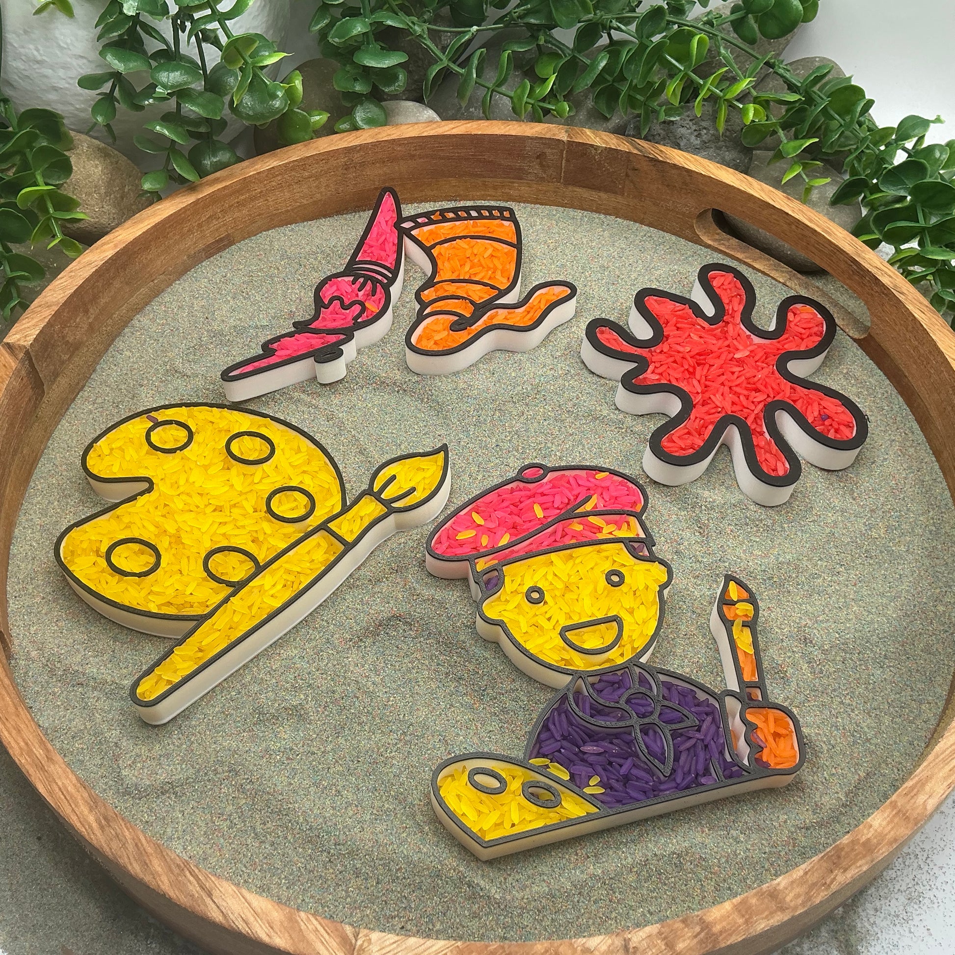 3D-printed play artist sensory filling tray, 4-piece art-themed set for sand and rice tuff trays - view 12 of 15