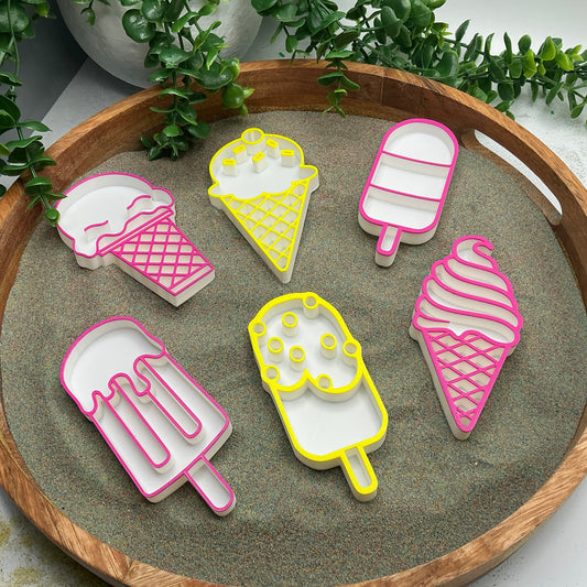 3D-printed summer ice cream sensory filling tray, 6-piece set for sand and rice tuff trays - view 1 of 11
