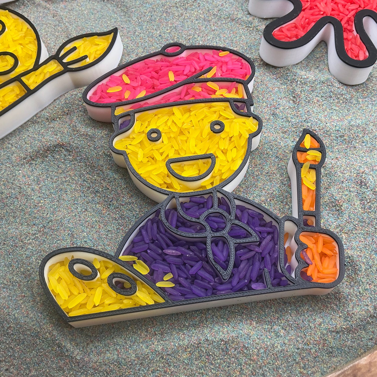 3D-printed play artist sensory filling tray, 4-piece art-themed set for sand and rice tuff trays - view 10 of 15