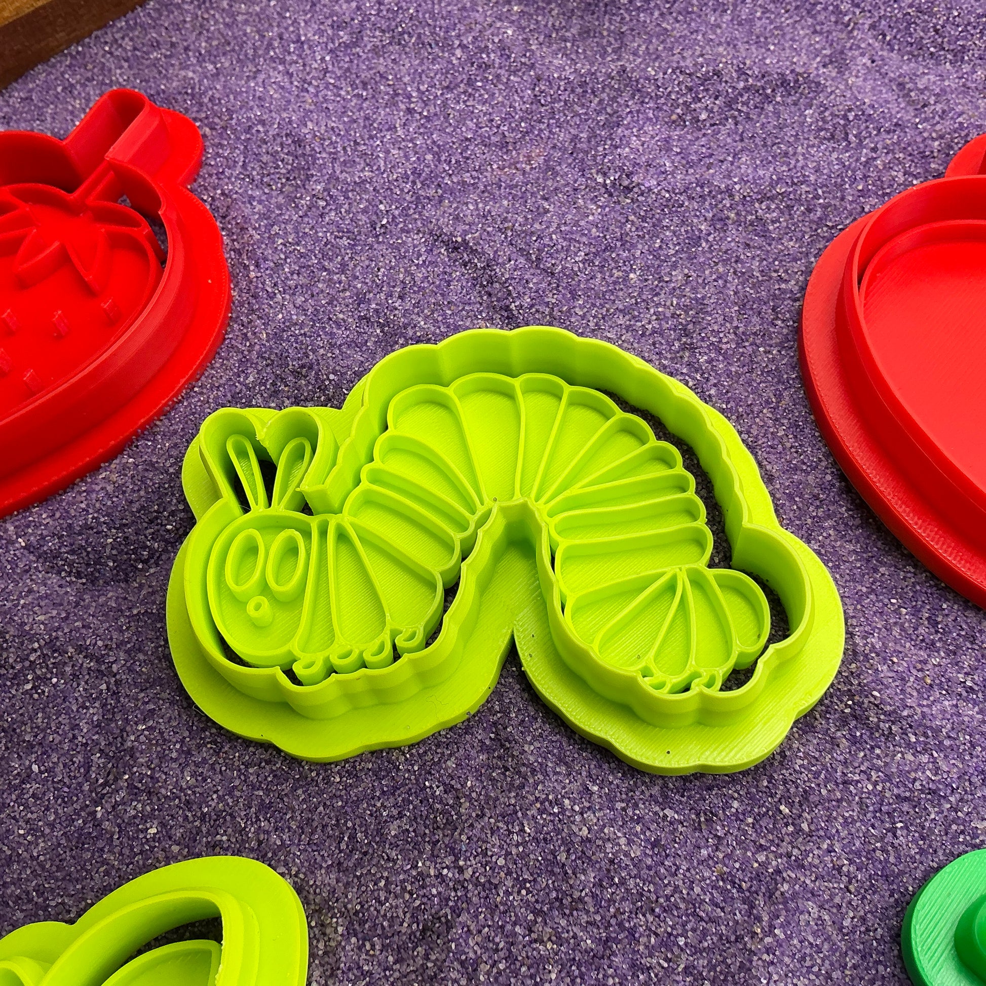 3D-printed caterpillar and fruit cookie cutter set - 5 piece for Very Hungry Caterpillar play dough storytime - view 2 of 12