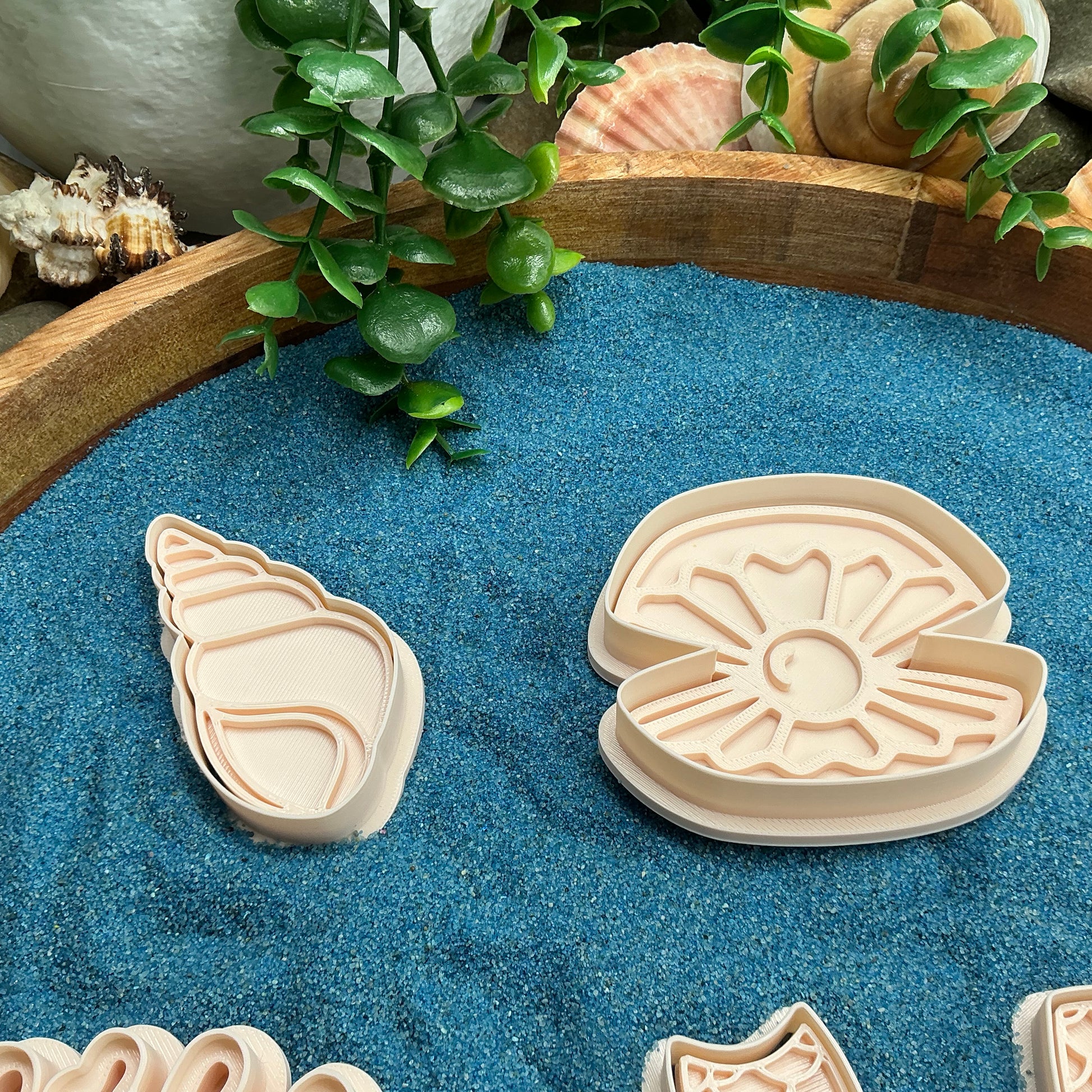 3D-printed mermaid lagoon play dough cookie cutter set - 5 piece with coral, mermaid tails, clam shell and shell - view 10 of 15
