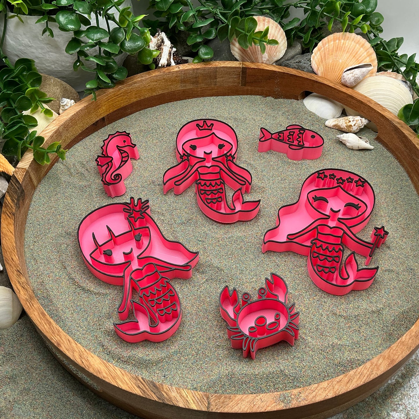 3D-printed mermaid sensory filling tray, 5-piece set with three mermaids, crab and fish - view 6 of 14