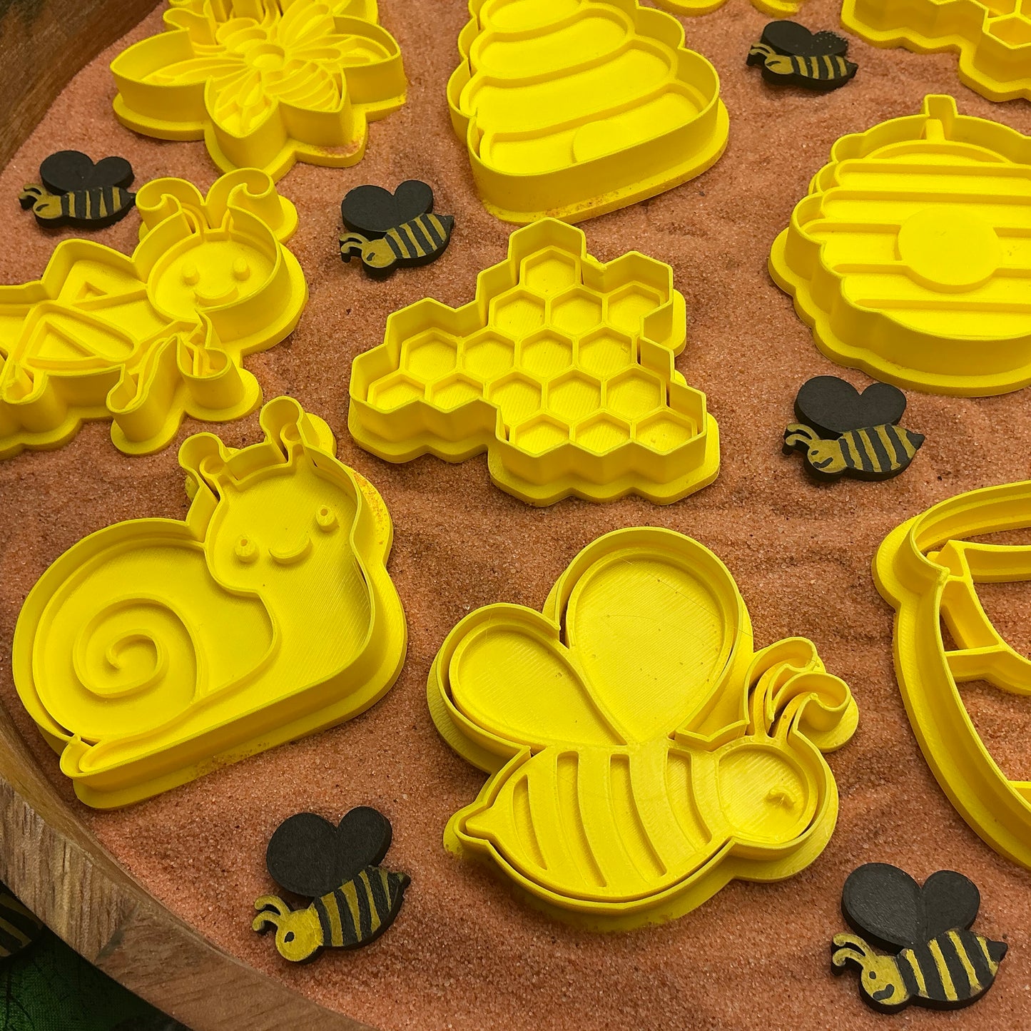 3D-printed spring garden insects play dough cookie cutter mega set - 11 piece with bee, hives, honeycomb, butterfly, wasp, ant, snail and grasshopper - view 3 of 10