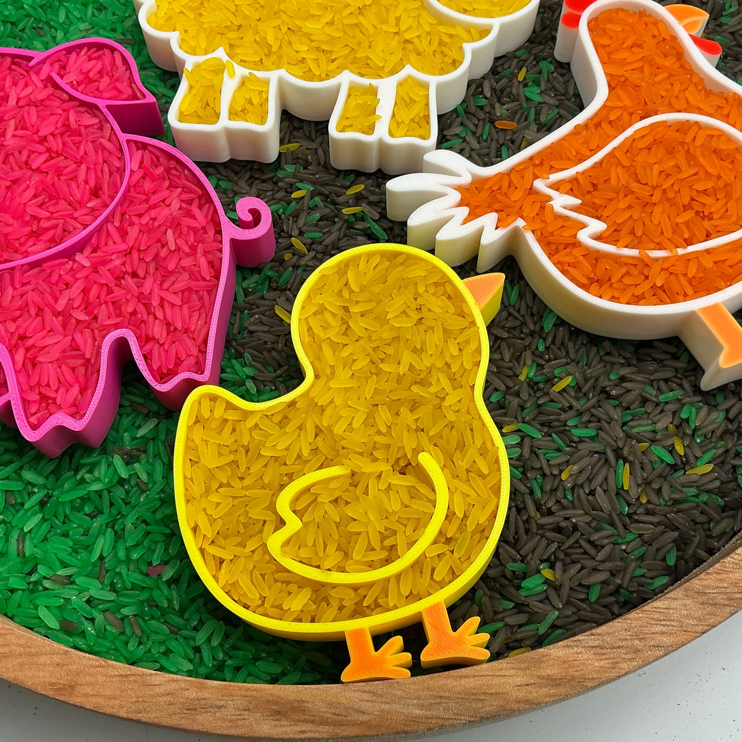3D-printed farm animals sensory filling tray 6-piece set - pig, sheep, chick, chicken, cow and horse - view 11 of 15