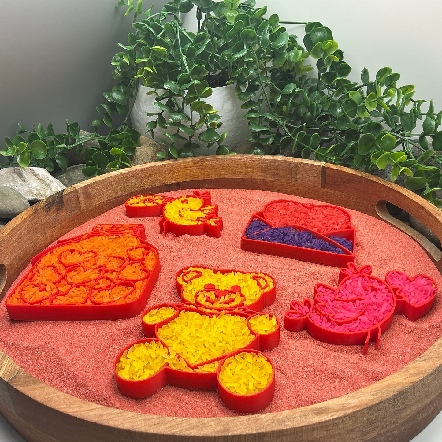 3D-printed love fill shapes sensory filling tray, 5-piece heart-themed set for sand and rice tuff trays - view 12 of 13