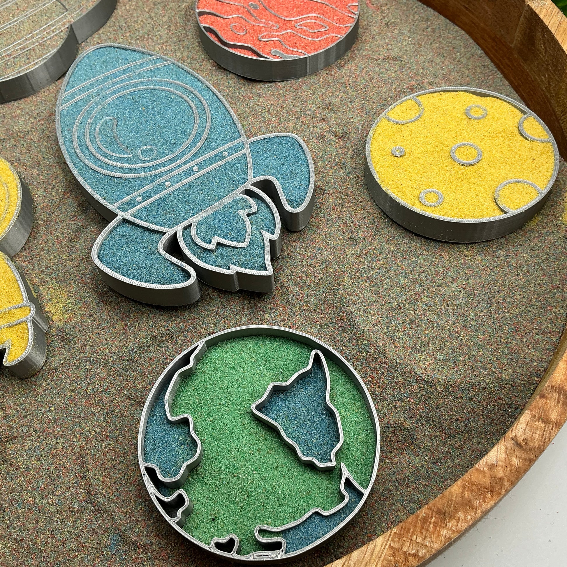 Space Sensory Filling Trays 6 Piece Set - in use