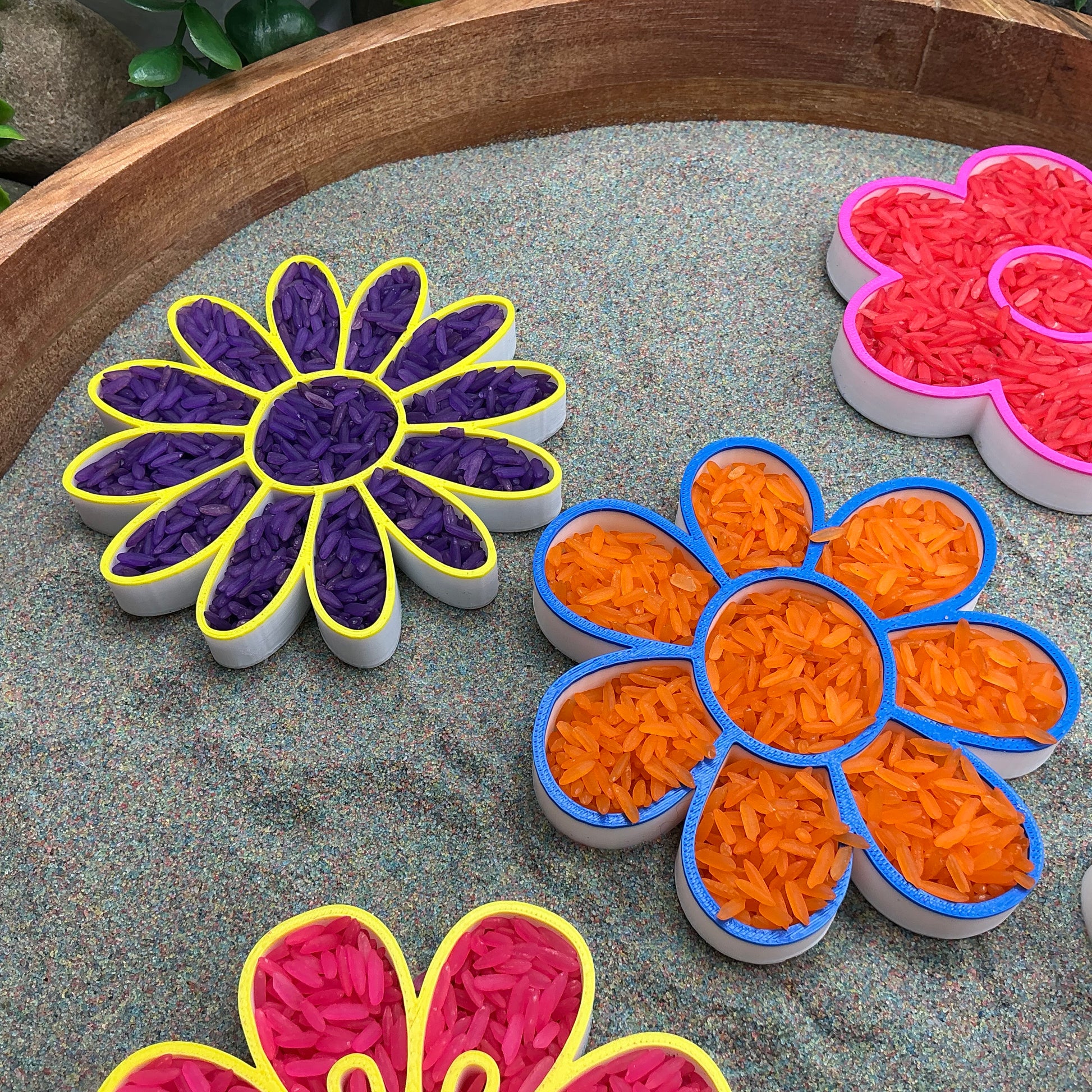 3D-printed flower fill shapes sensory filling tray, 5-piece spring and summer set for tuff trays - view 7 of 12