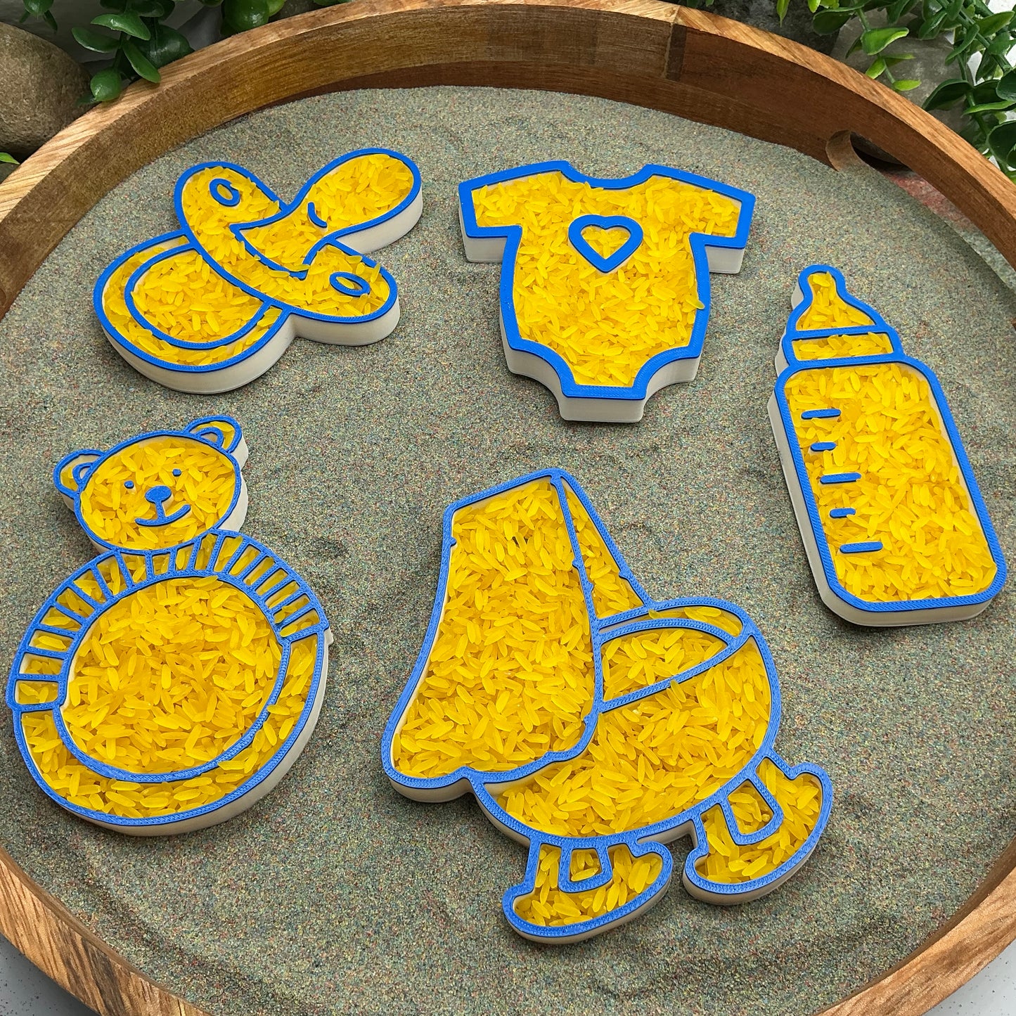3D-printed baby play sensory filling tray, 5-piece set with dummy, bottle, teddy bear, teething ring and bath - view 13 of 13