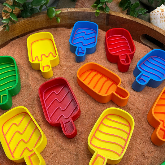 3D-printed ice cream lollies sensory fill shape set - 15 piece with 3 each of yellow, red, orange, blue and green - view 2 of 13