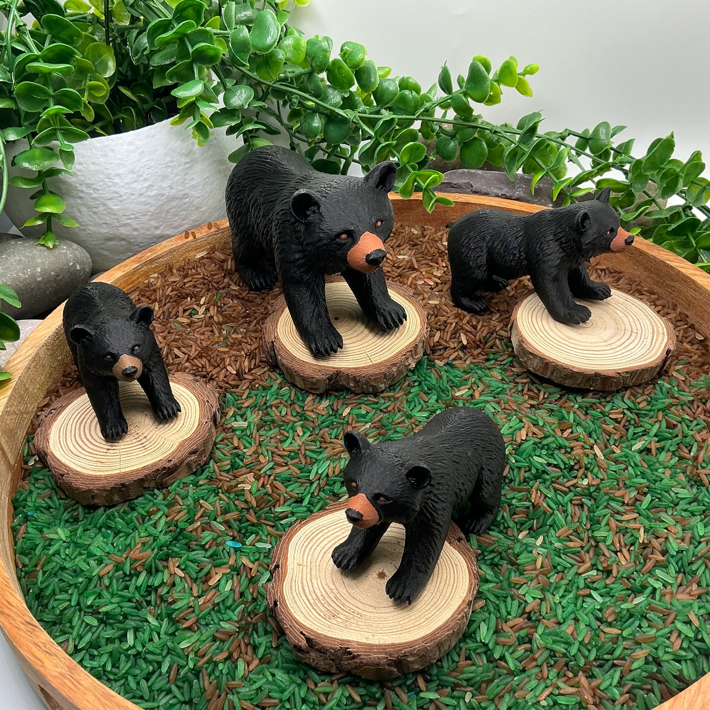 3D Printed Black Bear & three Cubs pretend Role play