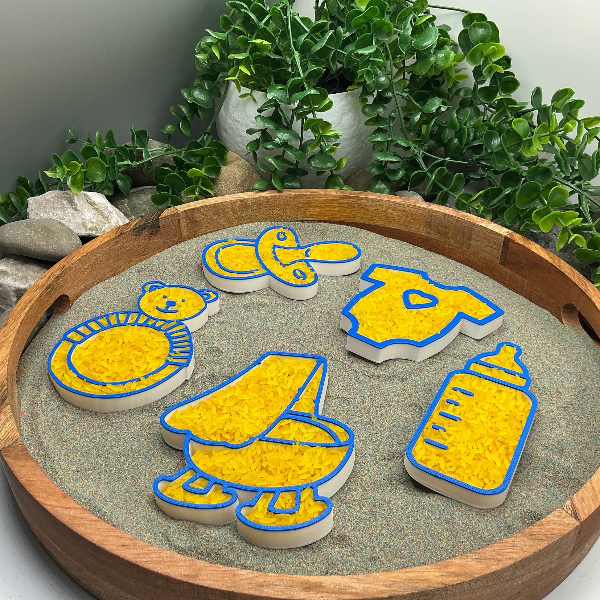 3D-printed baby play sensory filling tray, 5-piece set with dummy, bottle, teddy bear, teething ring and bath - view 11 of 13