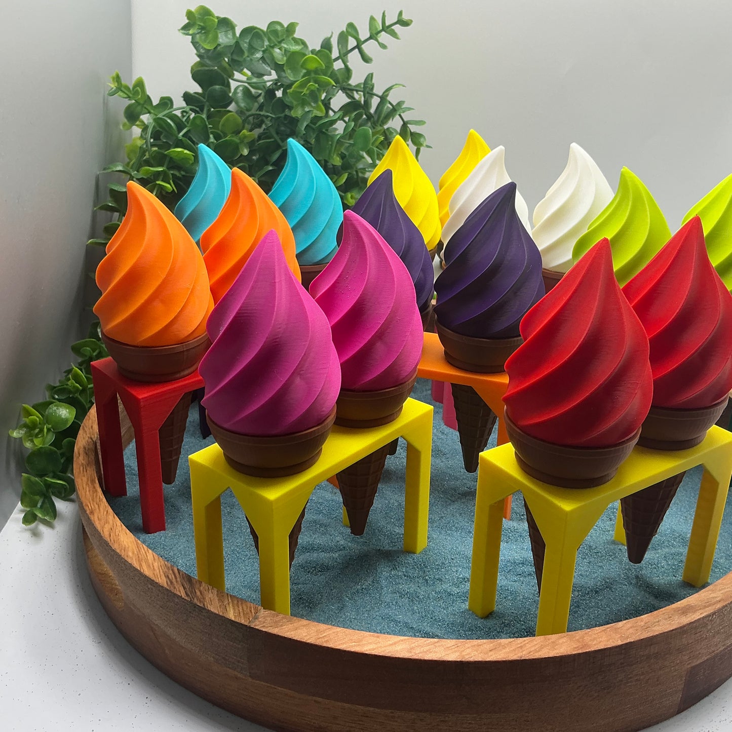 Ice Cream Scoops & Cones Twist Action Role Play Kitchen Food - 3D printed eco-friendly toy by Sarah's 3D Prints