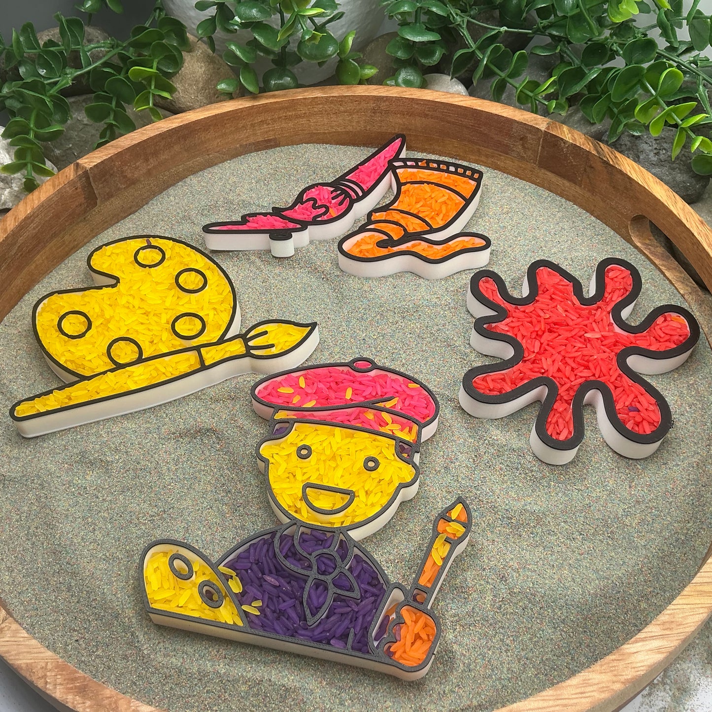 3D-printed play artist sensory filling tray, 4-piece art-themed set for sand and rice tuff trays - view 13 of 15